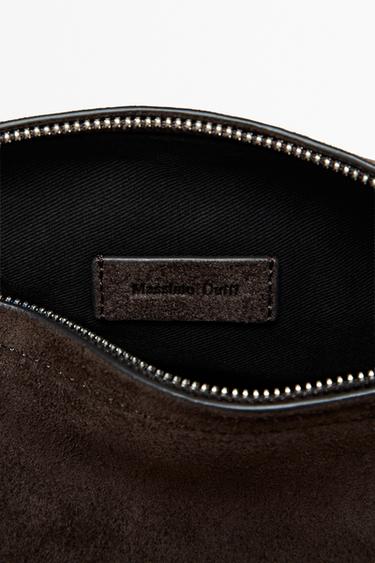 Split suede leather crossbody bag — Chocolate 6