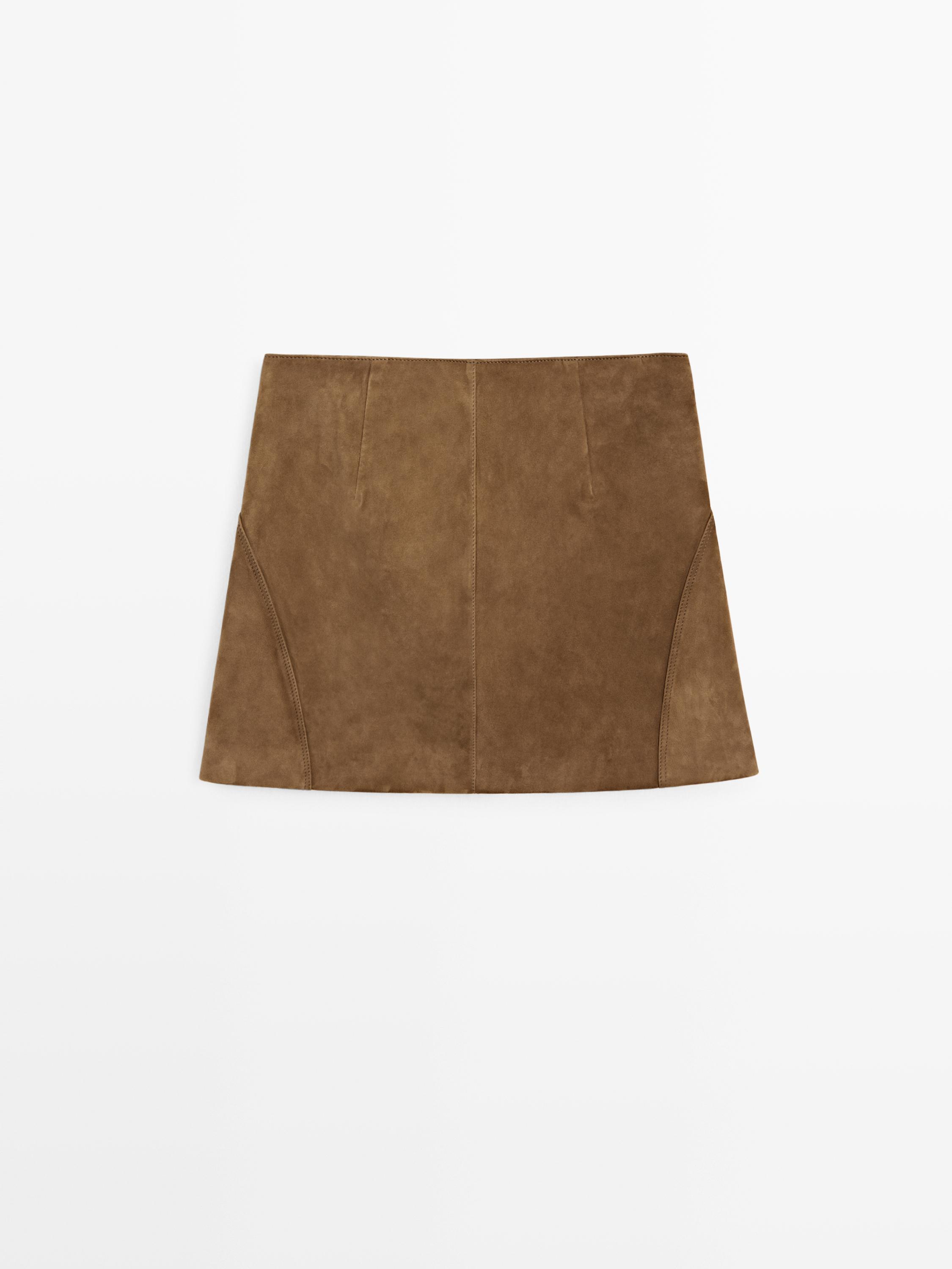 Suede leather mini skirt — Washed