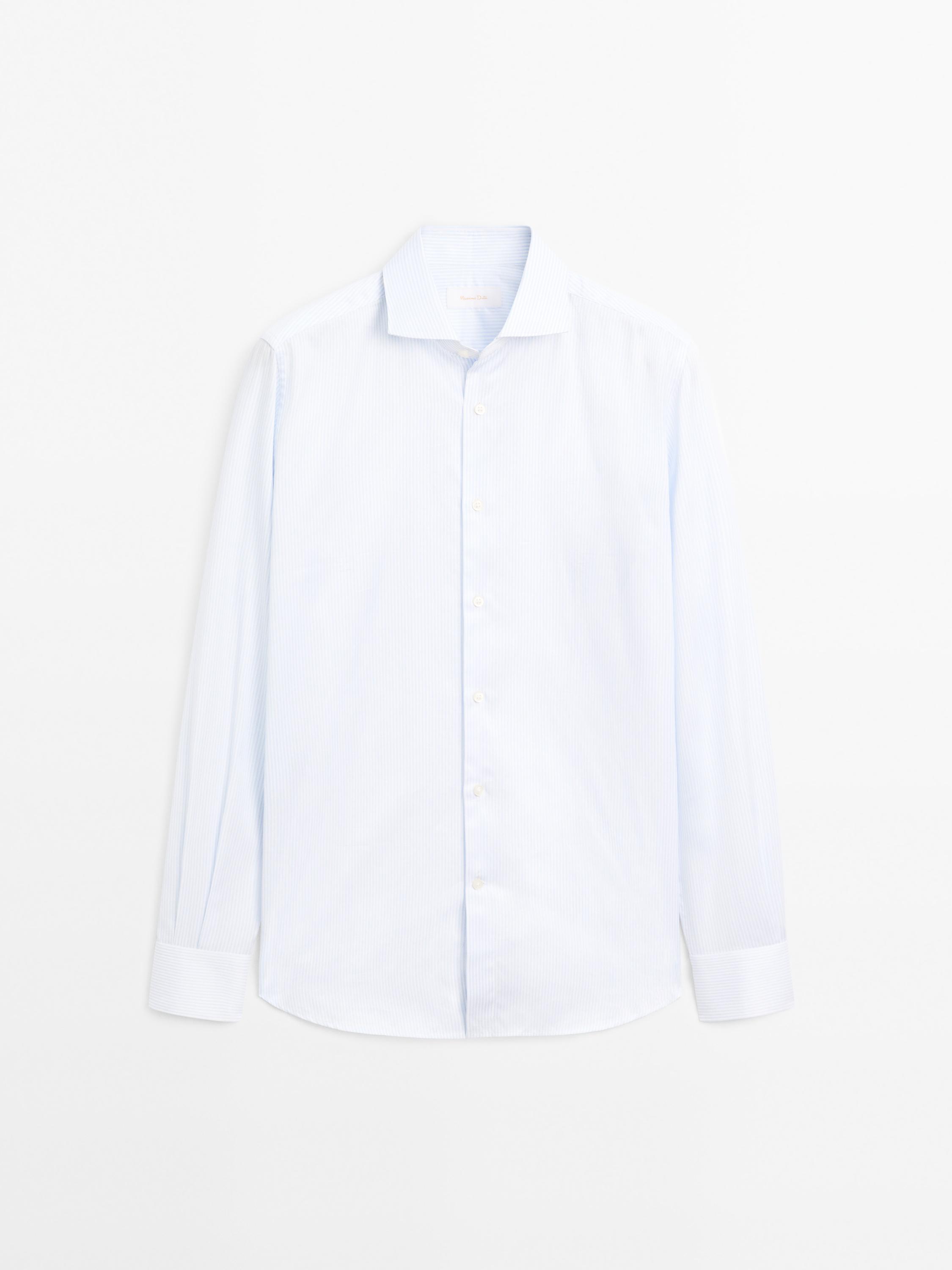 Slim fit striped 100% cotton shirt