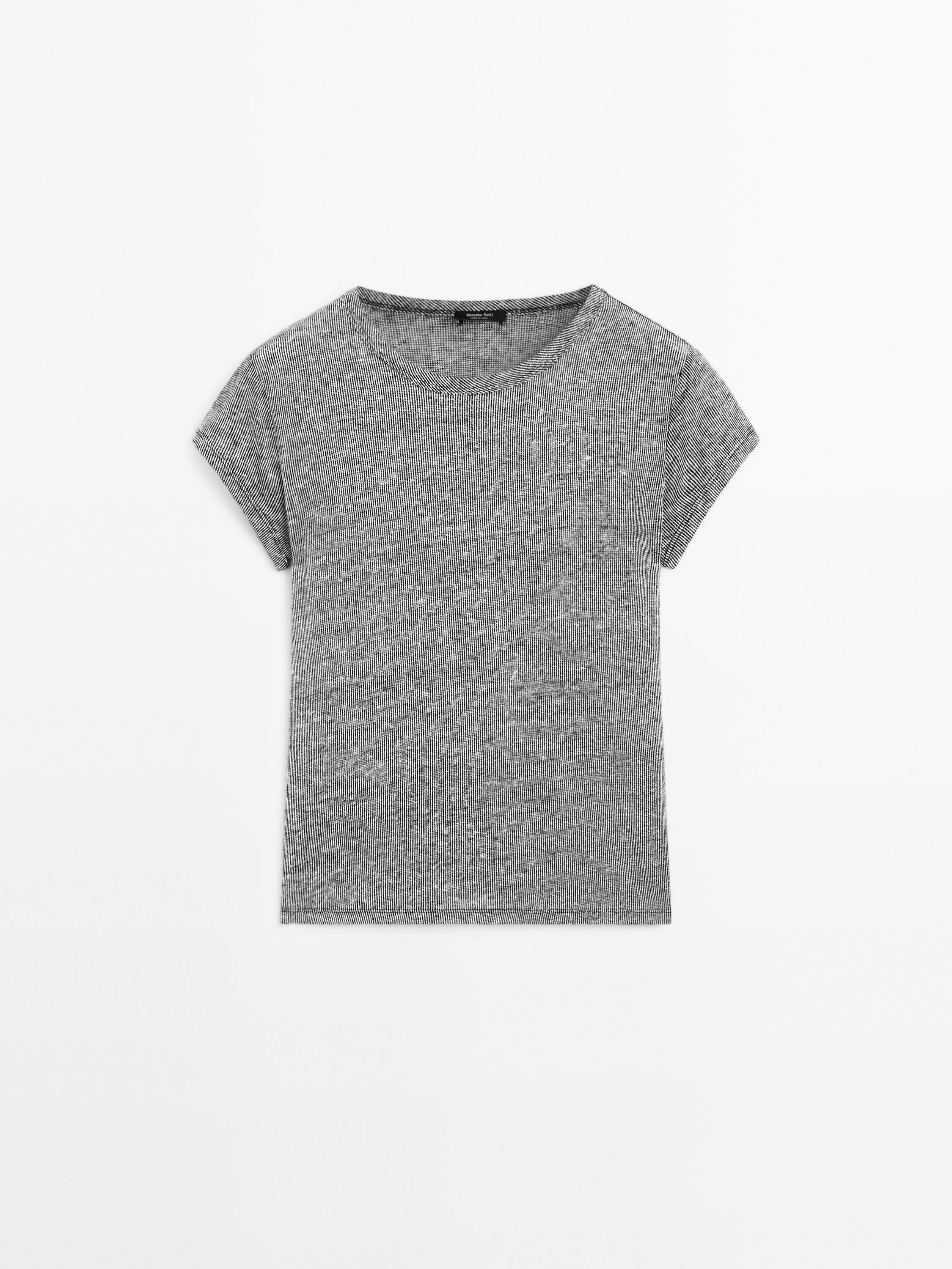 Striped short sleeve linen T-shirt