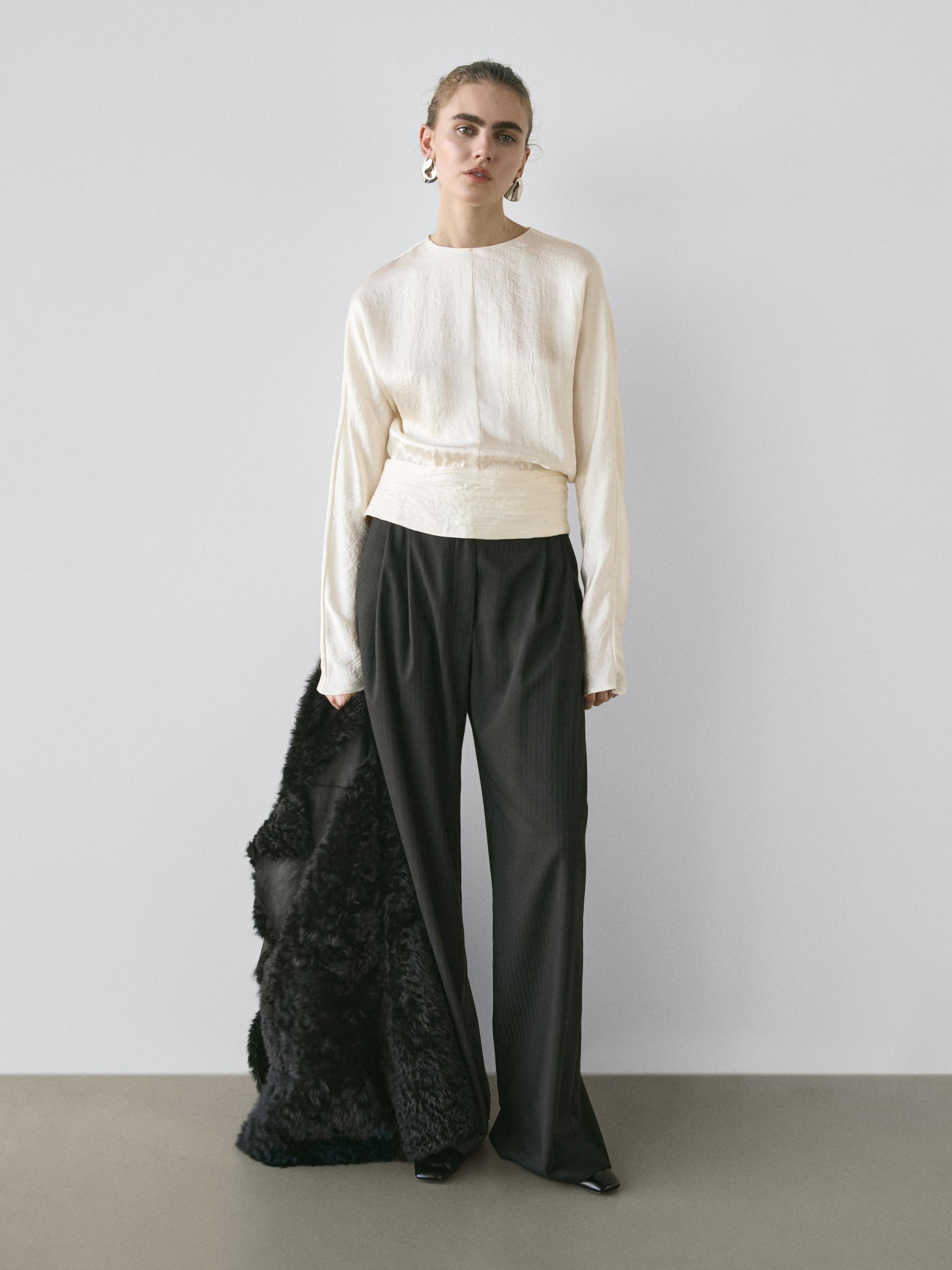 Striped trousers with darts - STUDIO — BLACK