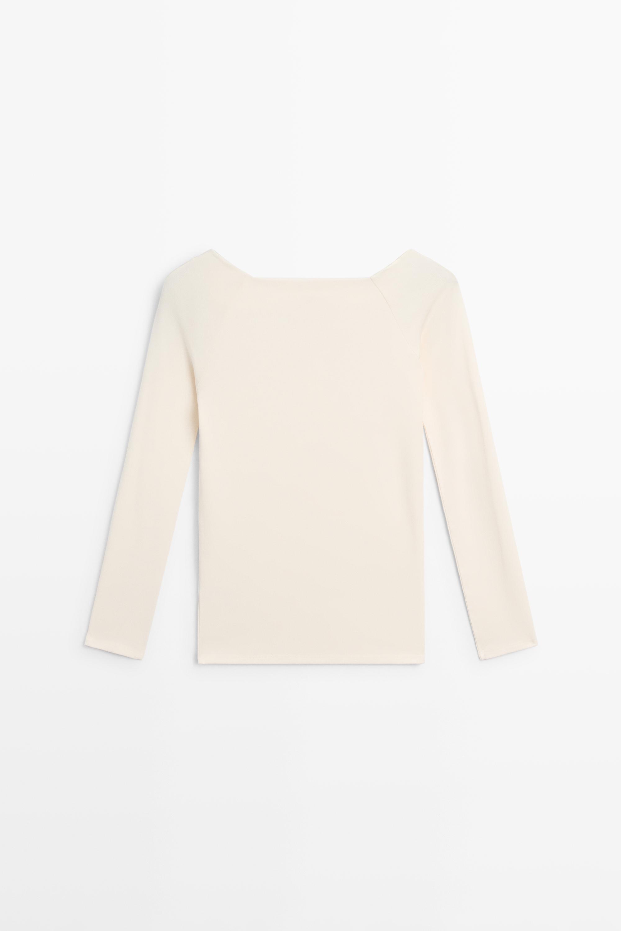 Stretch long sleeve top — CREAM