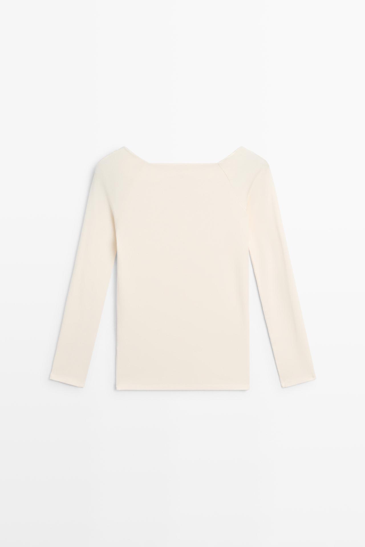 Stretch long sleeve top — CREAM