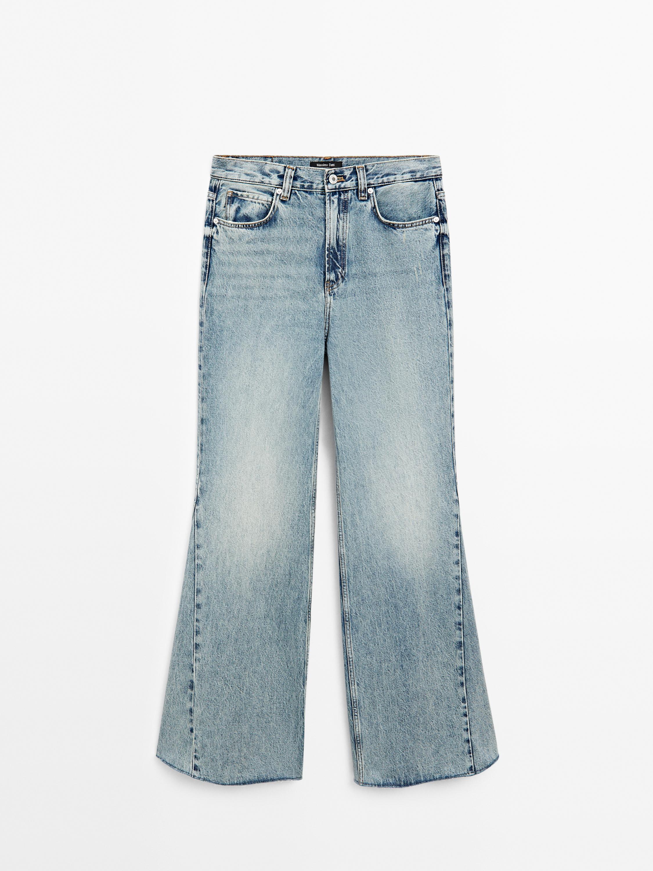 High-waist flared cotton jeans