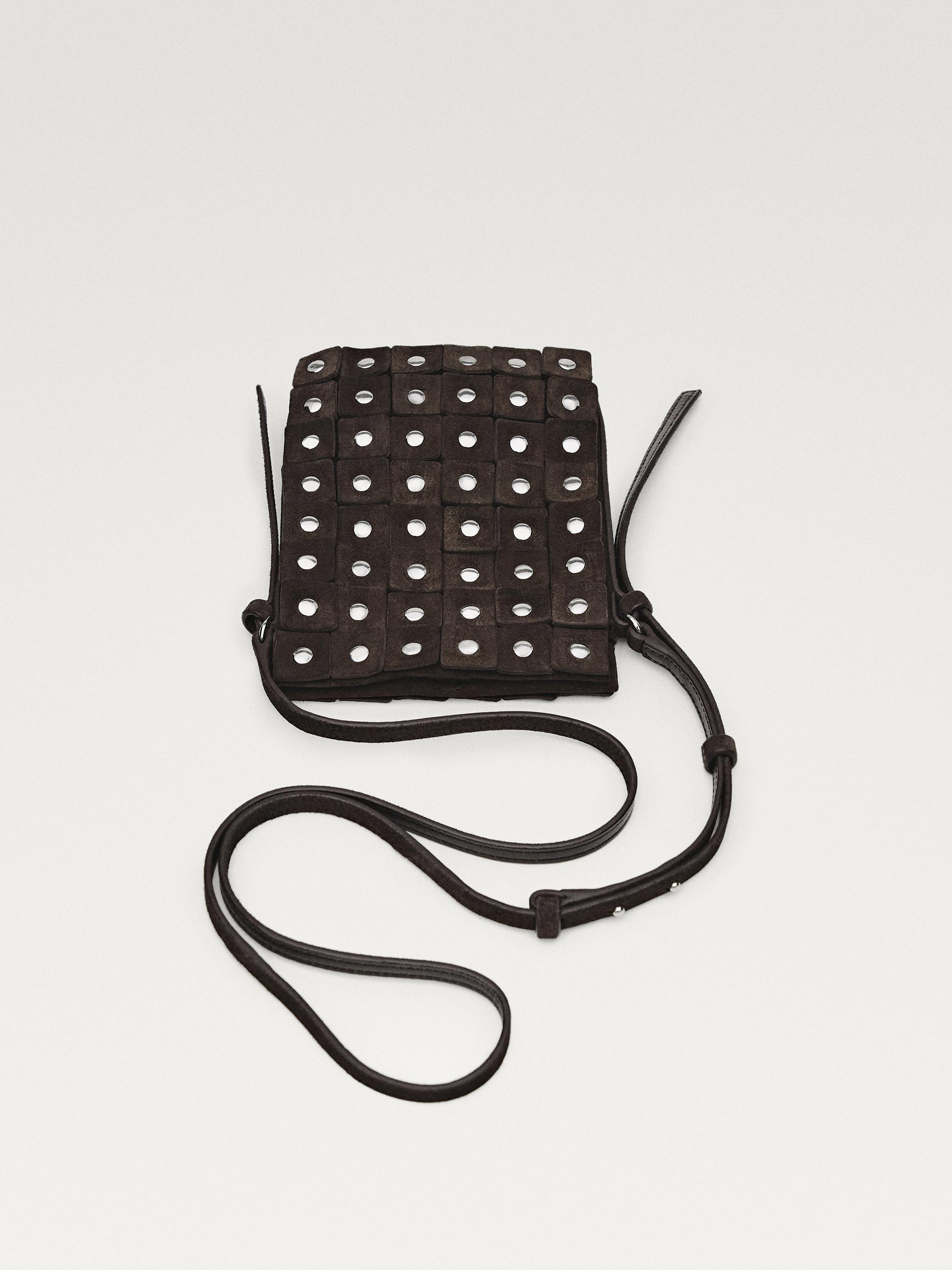 Mini-sac à bandoulière clous en croûte de cuir