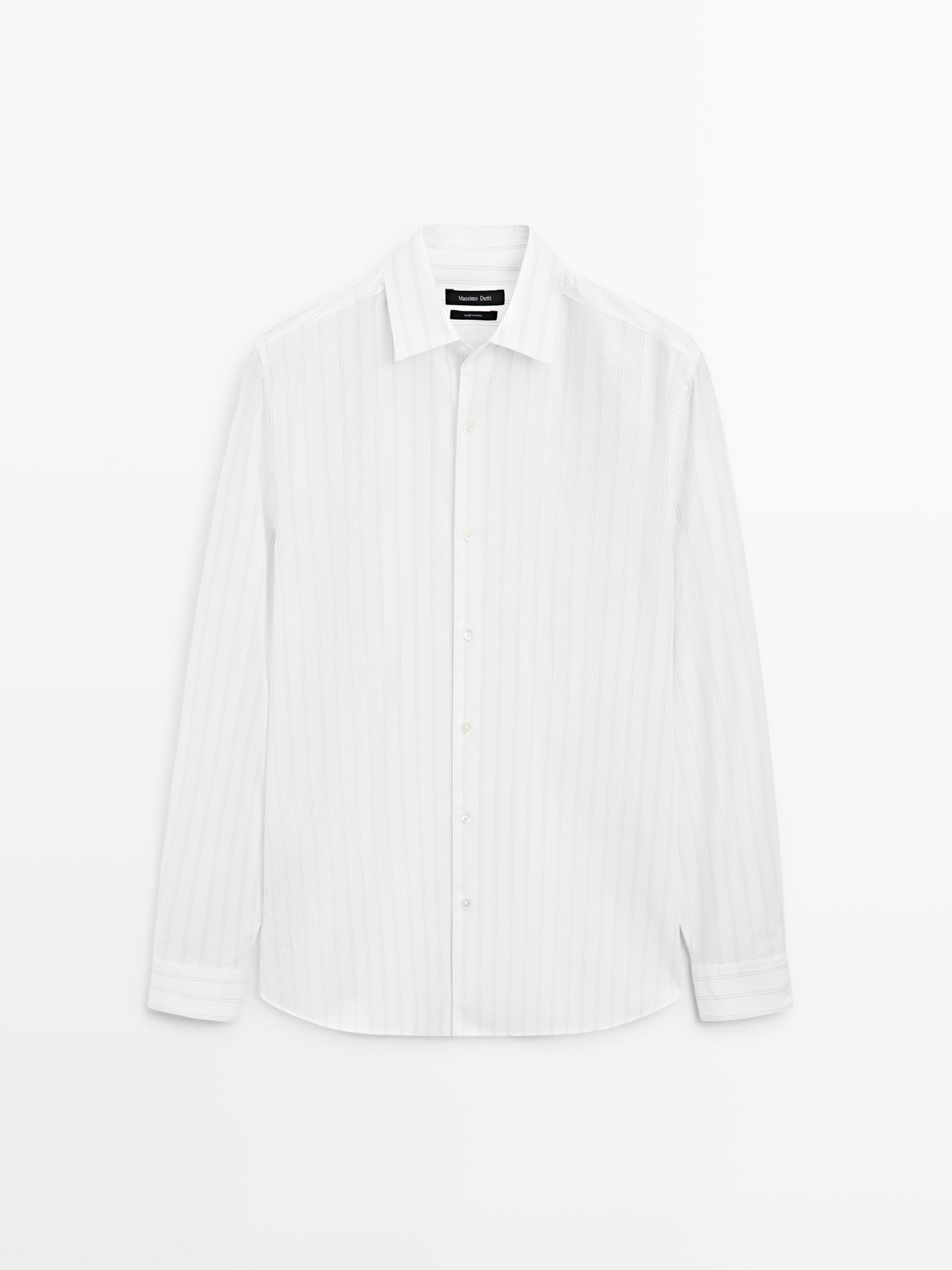 100% cotton regular fit striped shirt