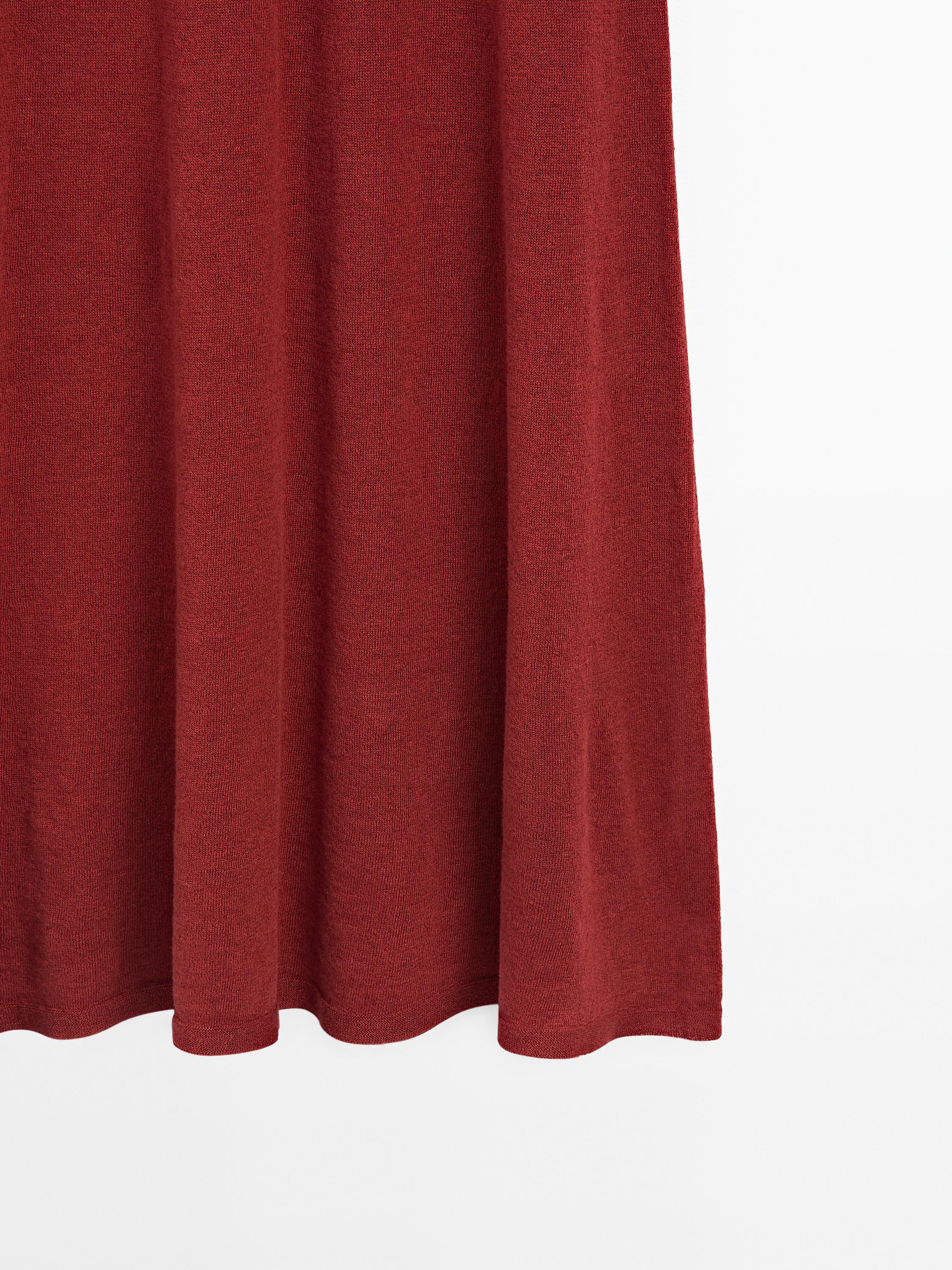 Long linen blend knit skirt
