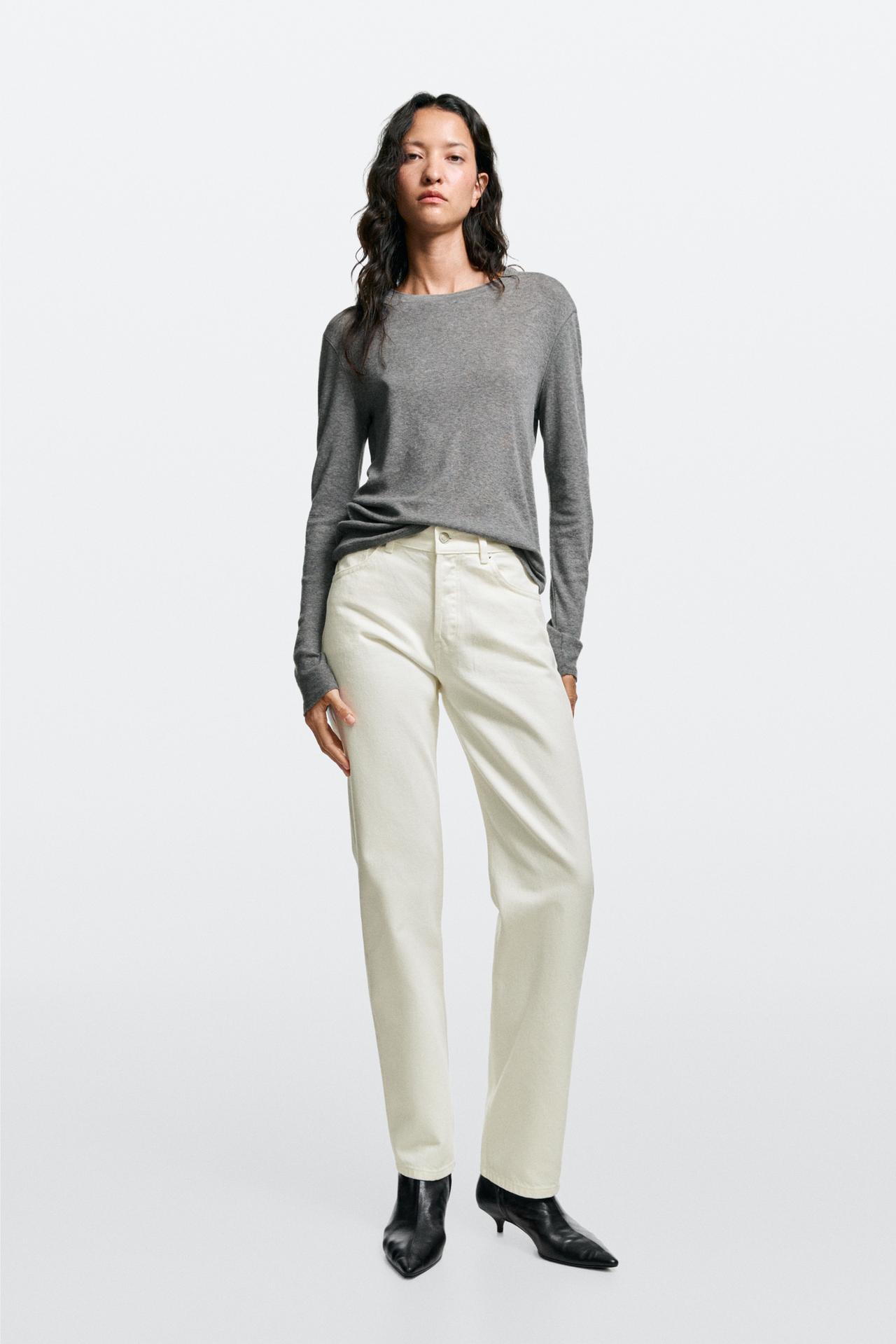Mid-waist straight-leg jeans — Off white