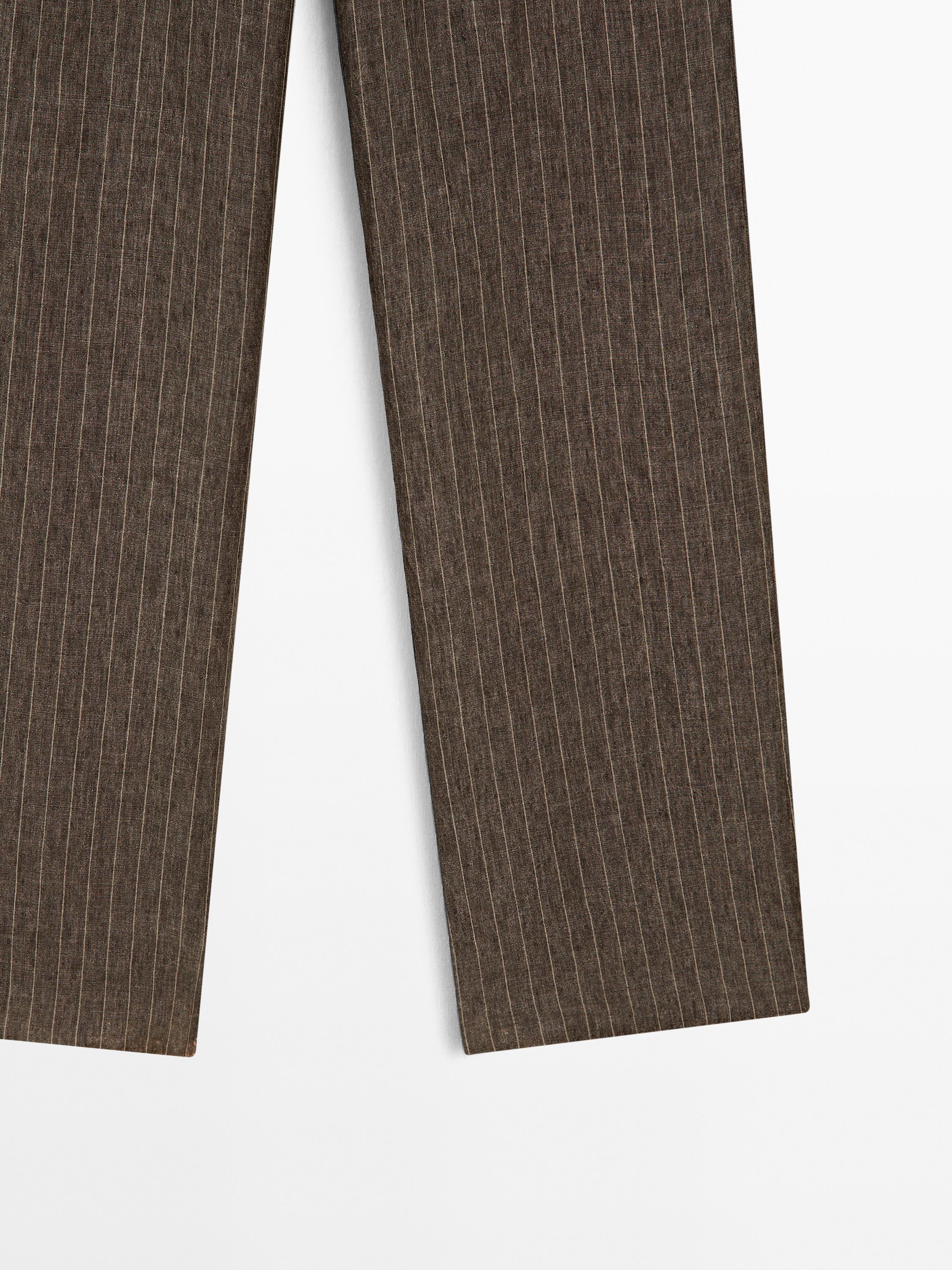 Pantalon de tailleur à rayures 100 % lin