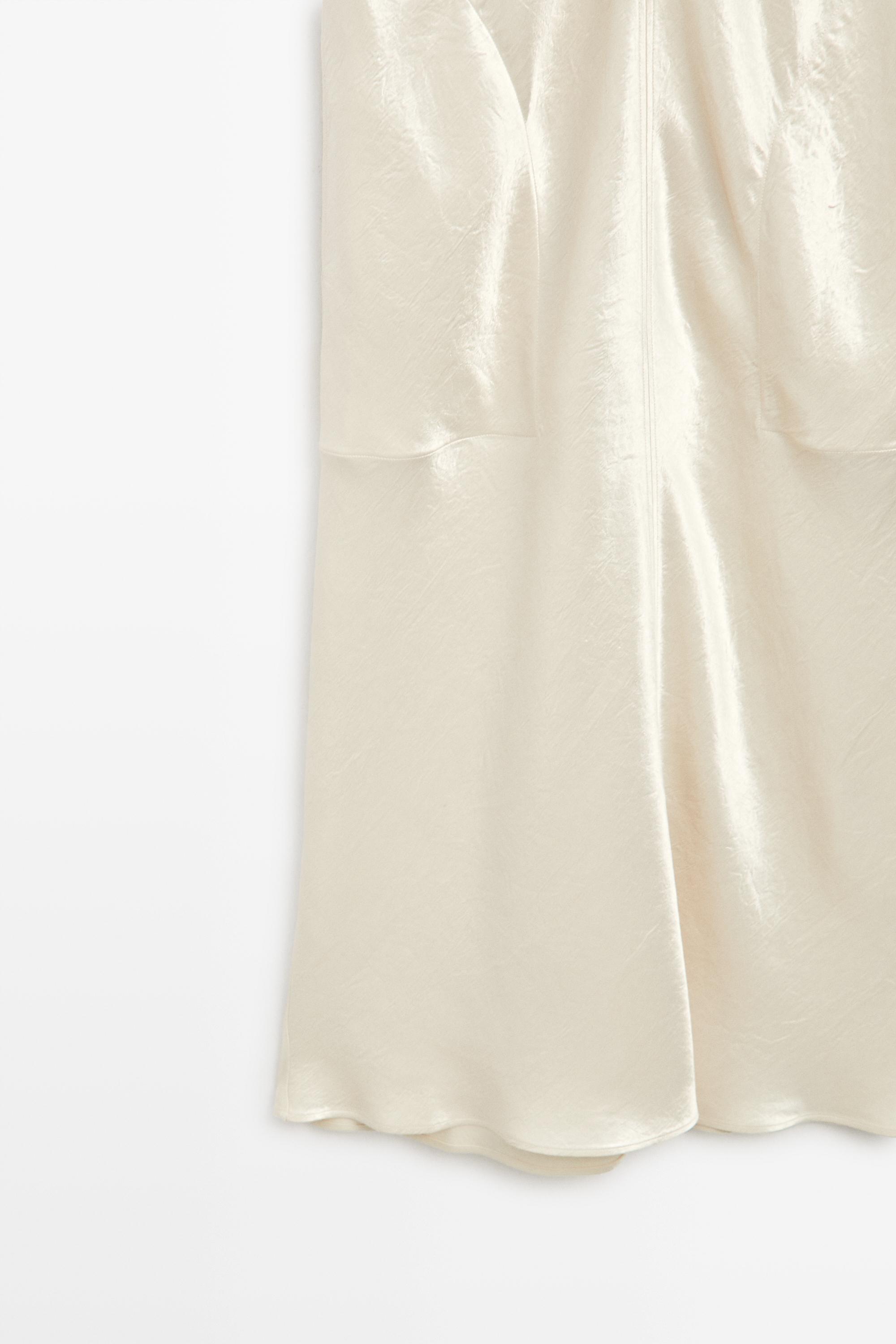 Satin midi slip dress — CREAM