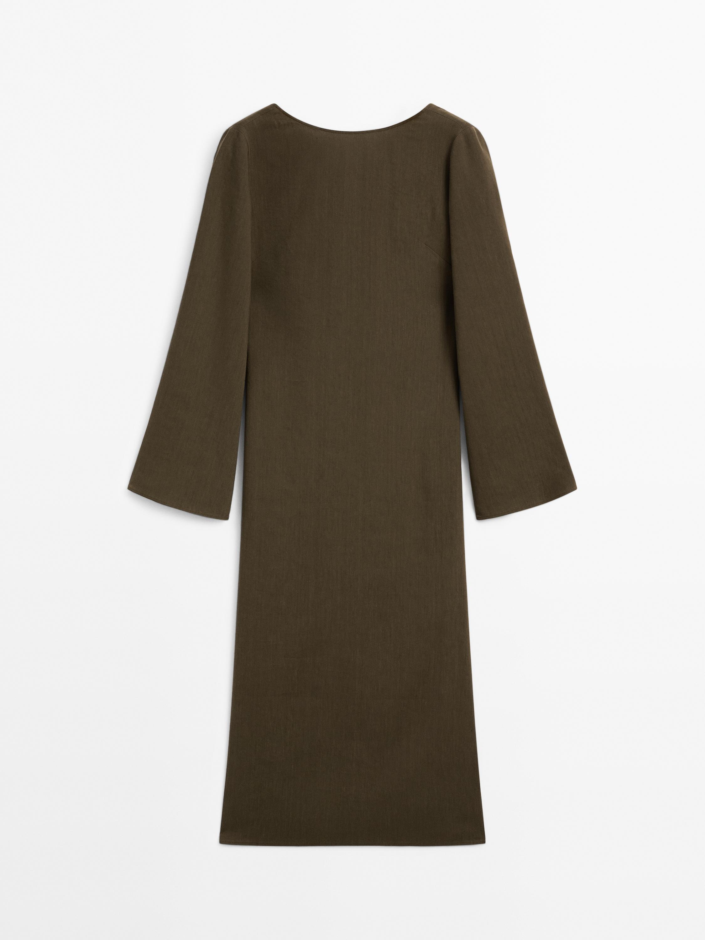 Robe midi en lin mélangé détail dos