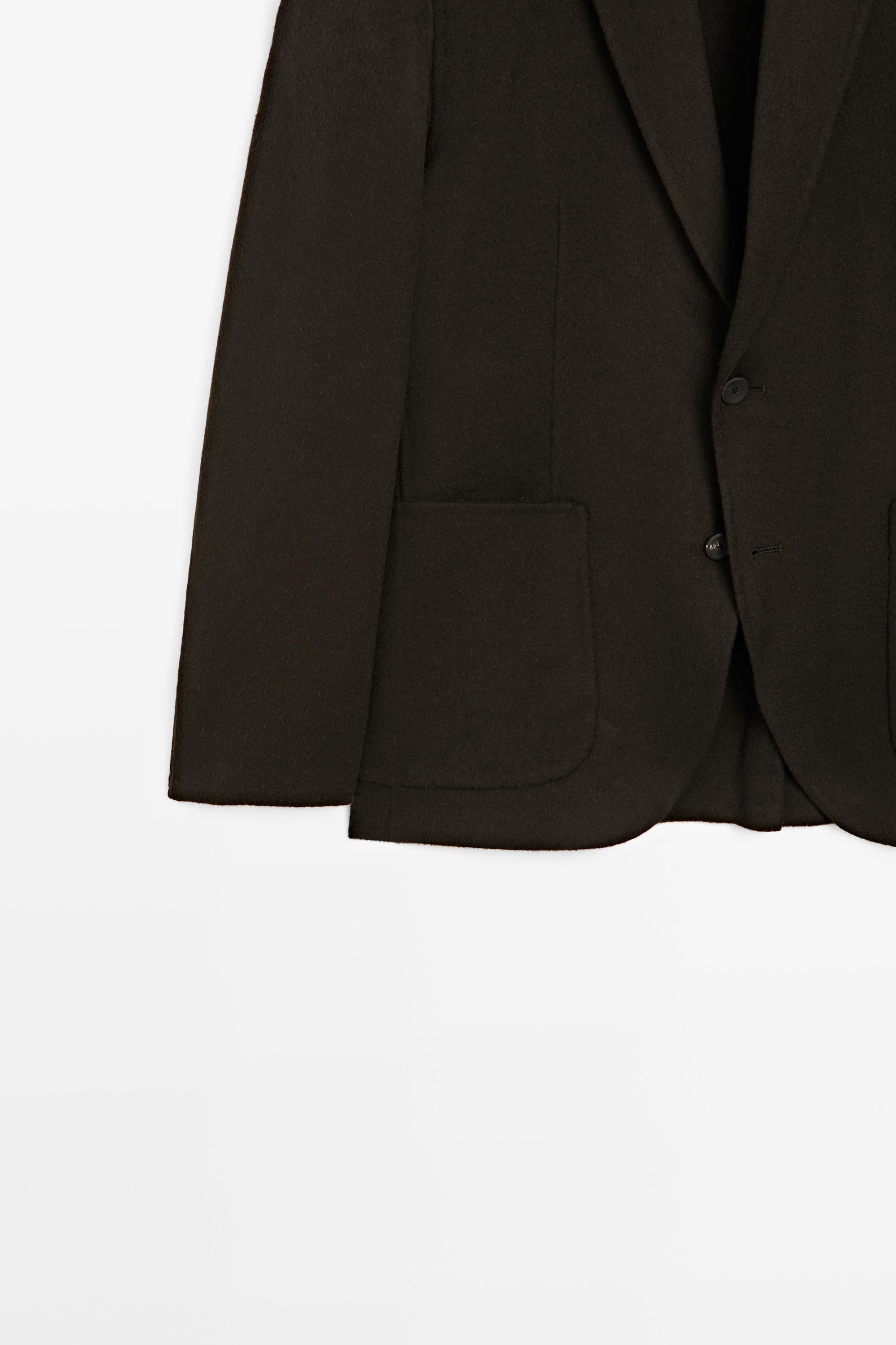 Double-layer wool blend blazer — Chocolate