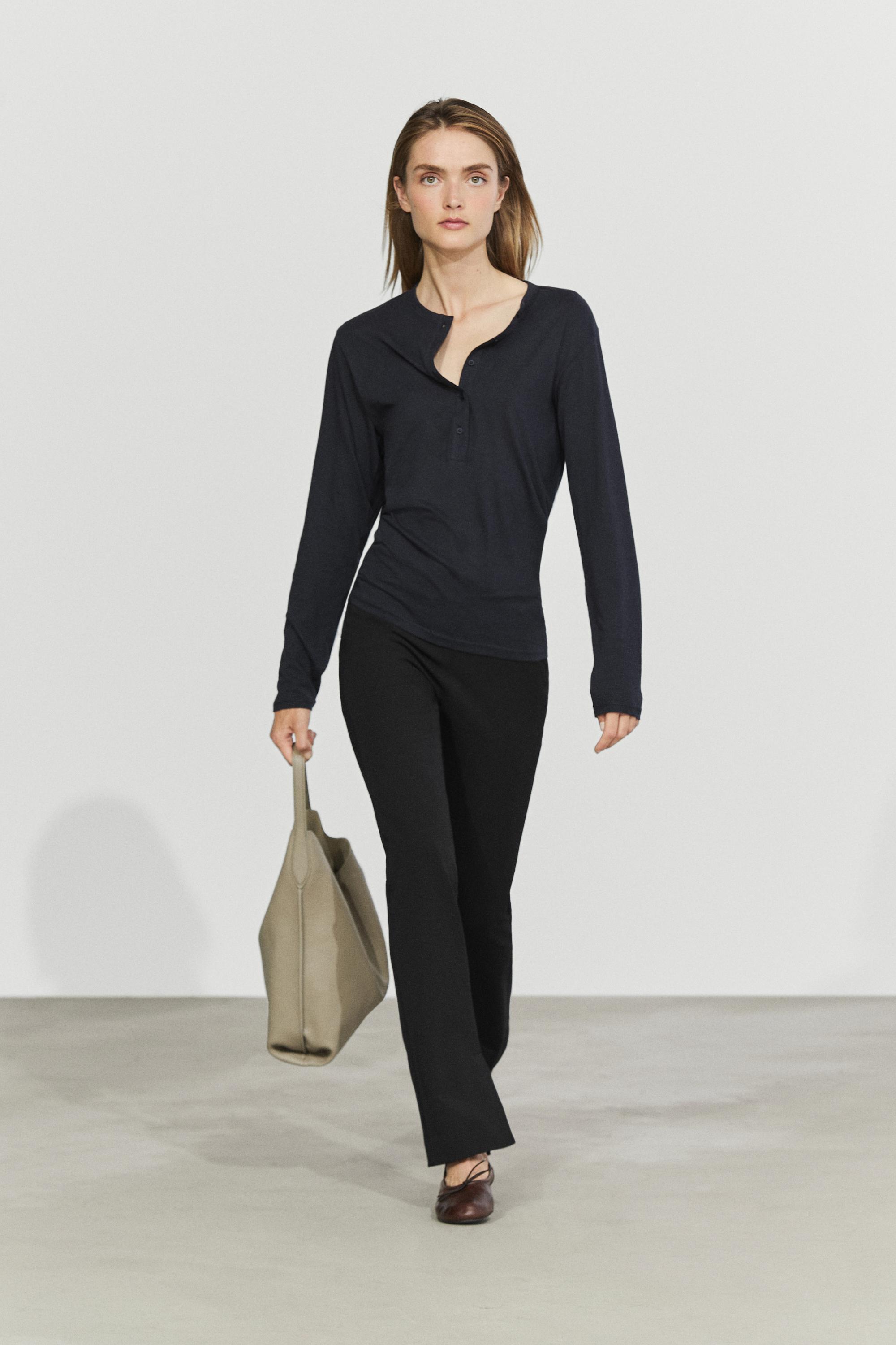 Long sleeve henley T-shirt