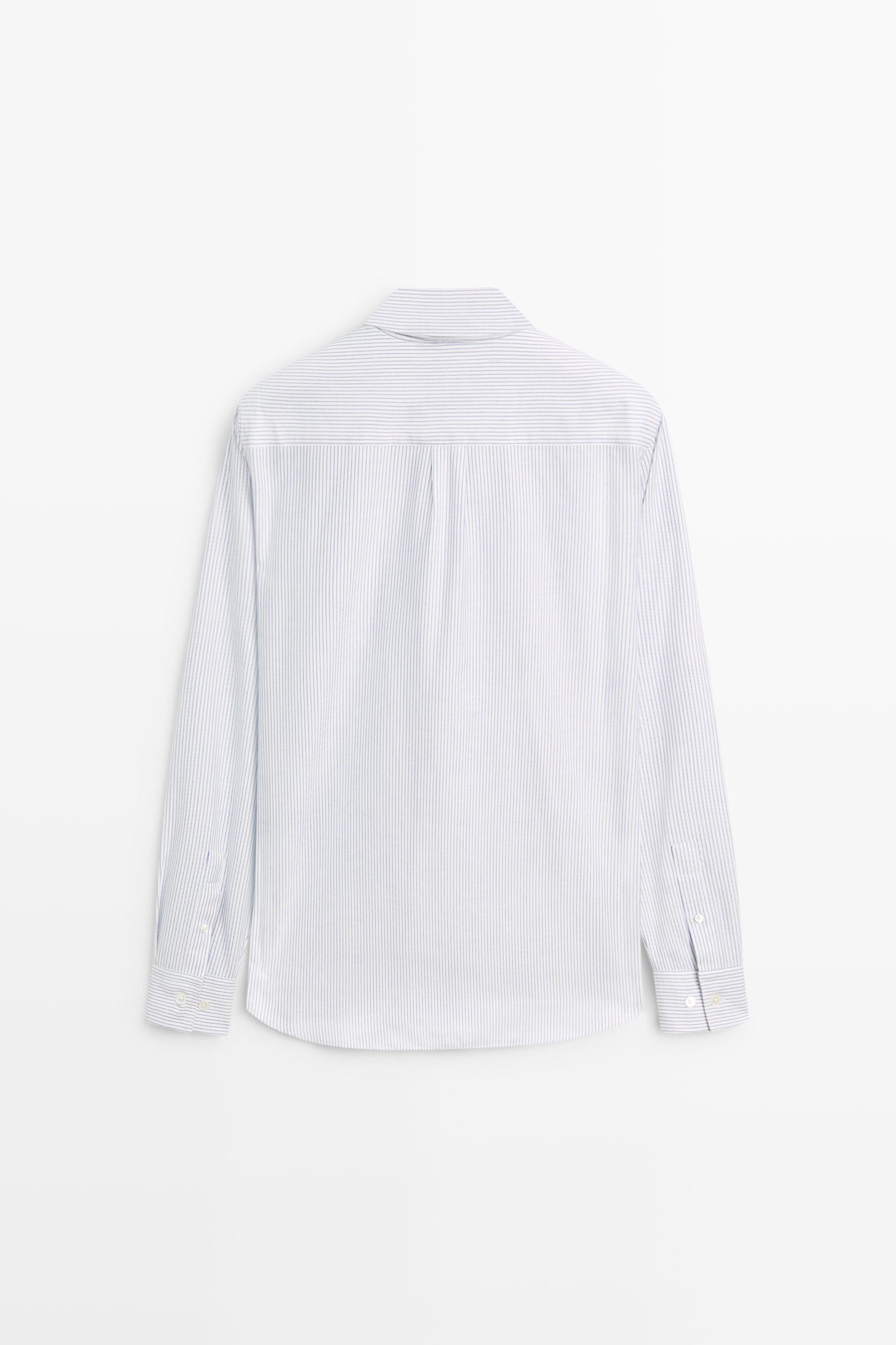 Regular fit striped cotton Oxford shirt — BLUE