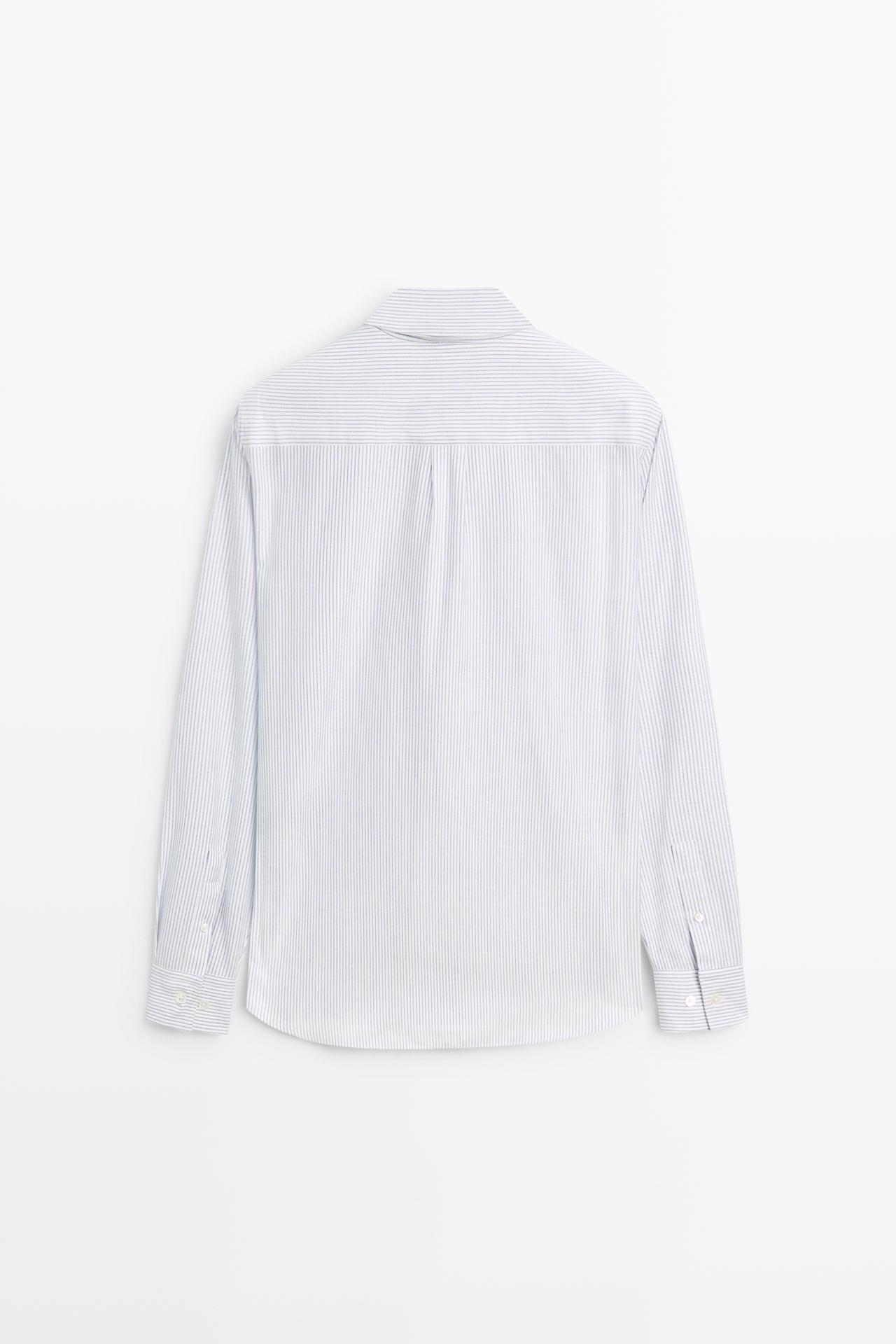 Regular fit striped cotton Oxford shirt — BLUE