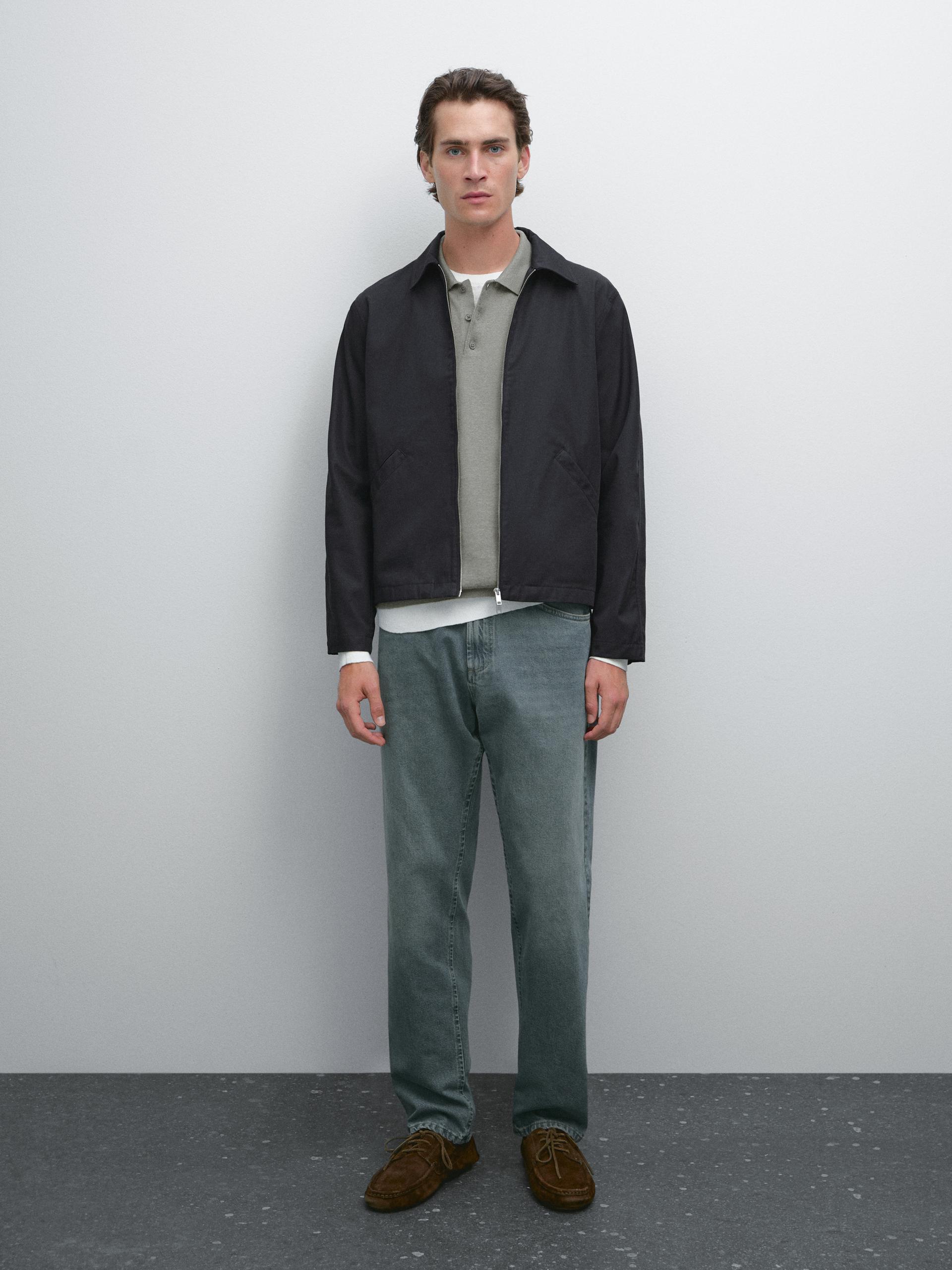 Giacca 100% Cotone Water Repellent - Blu Marino - L - Massimo Dutti - Maschile