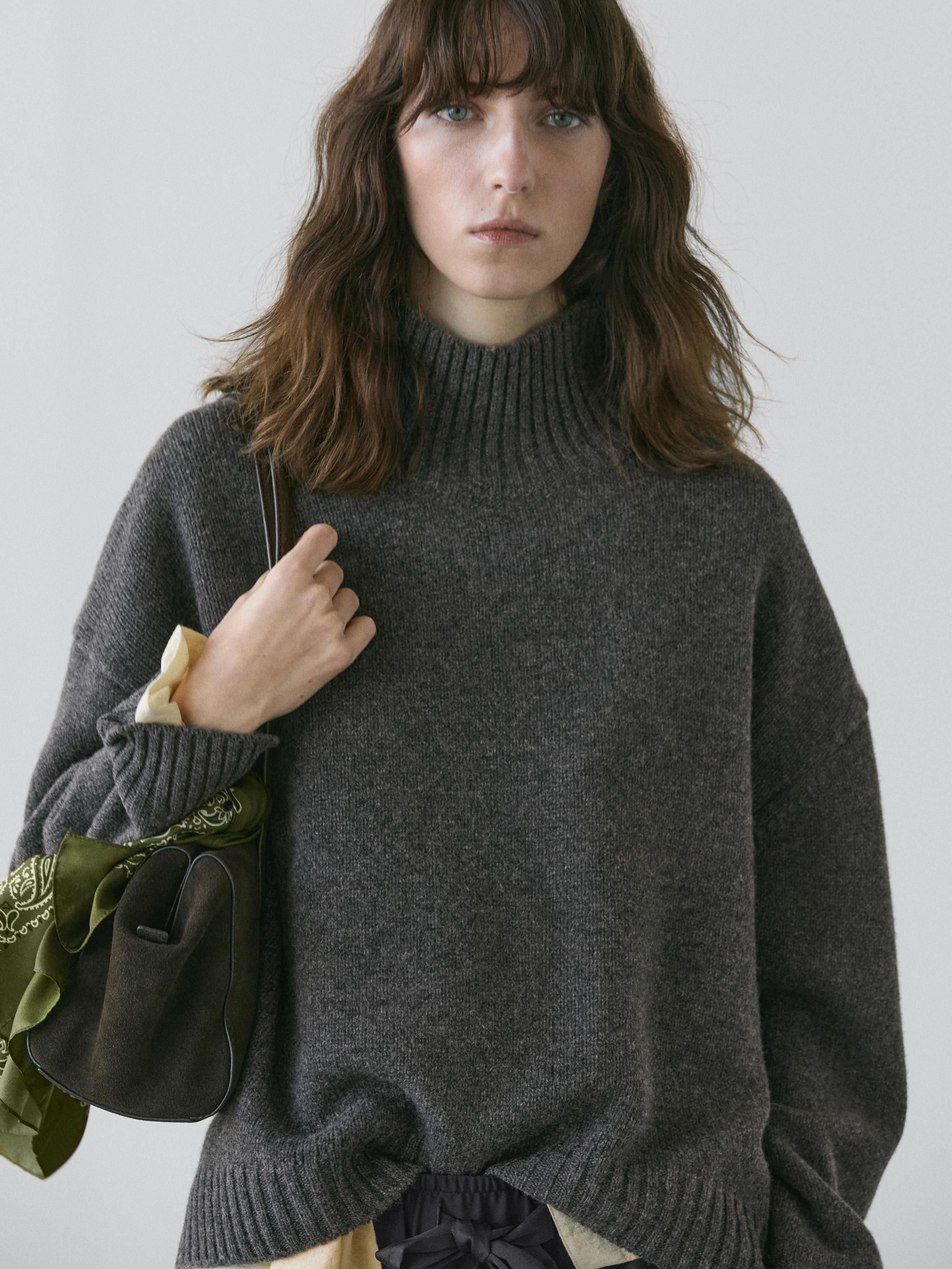 Knit 100% wool turtleneck sweater · Anthracite Grey · Sweaters