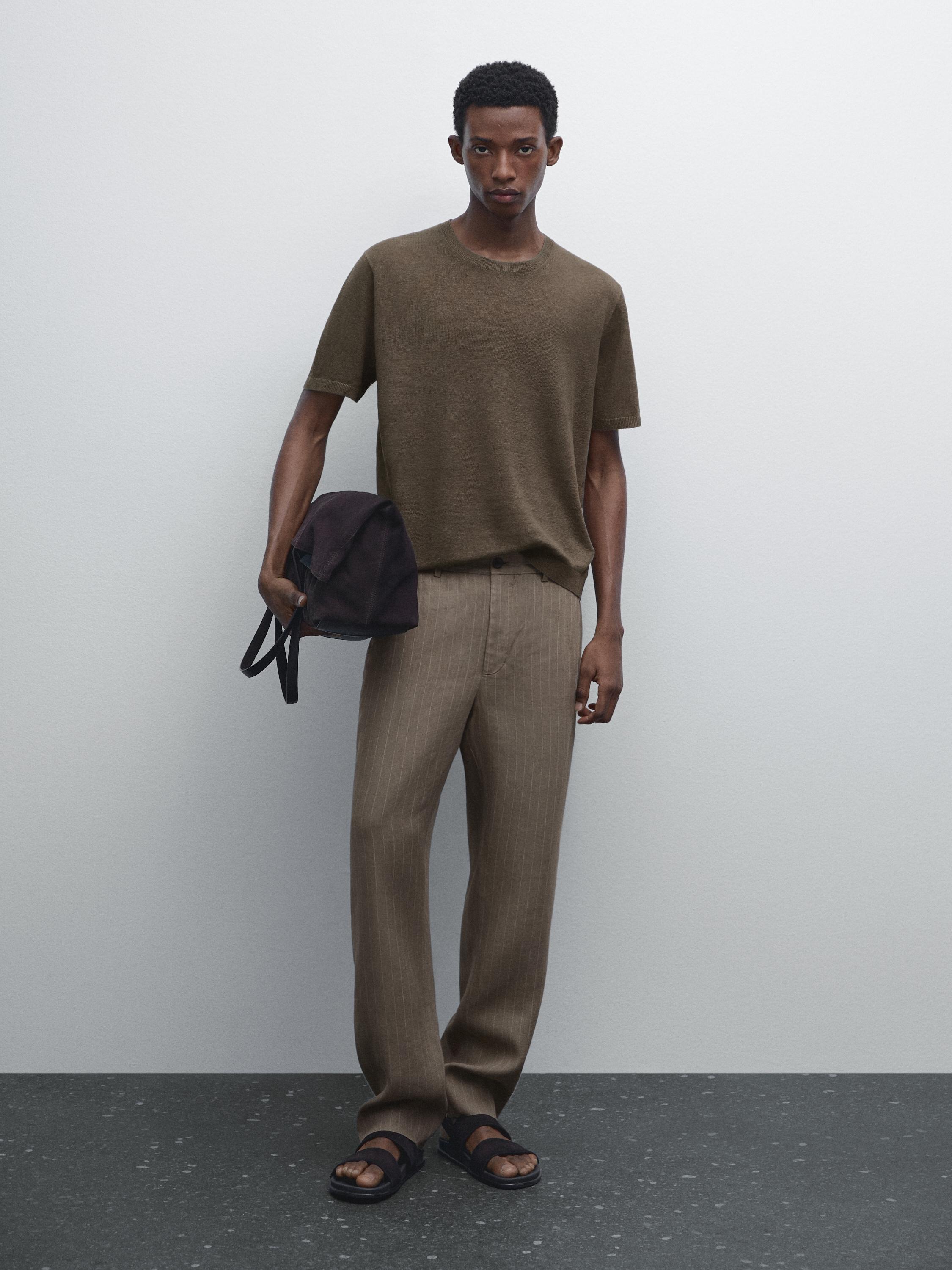 100% linen short sleeve knit T-shirt