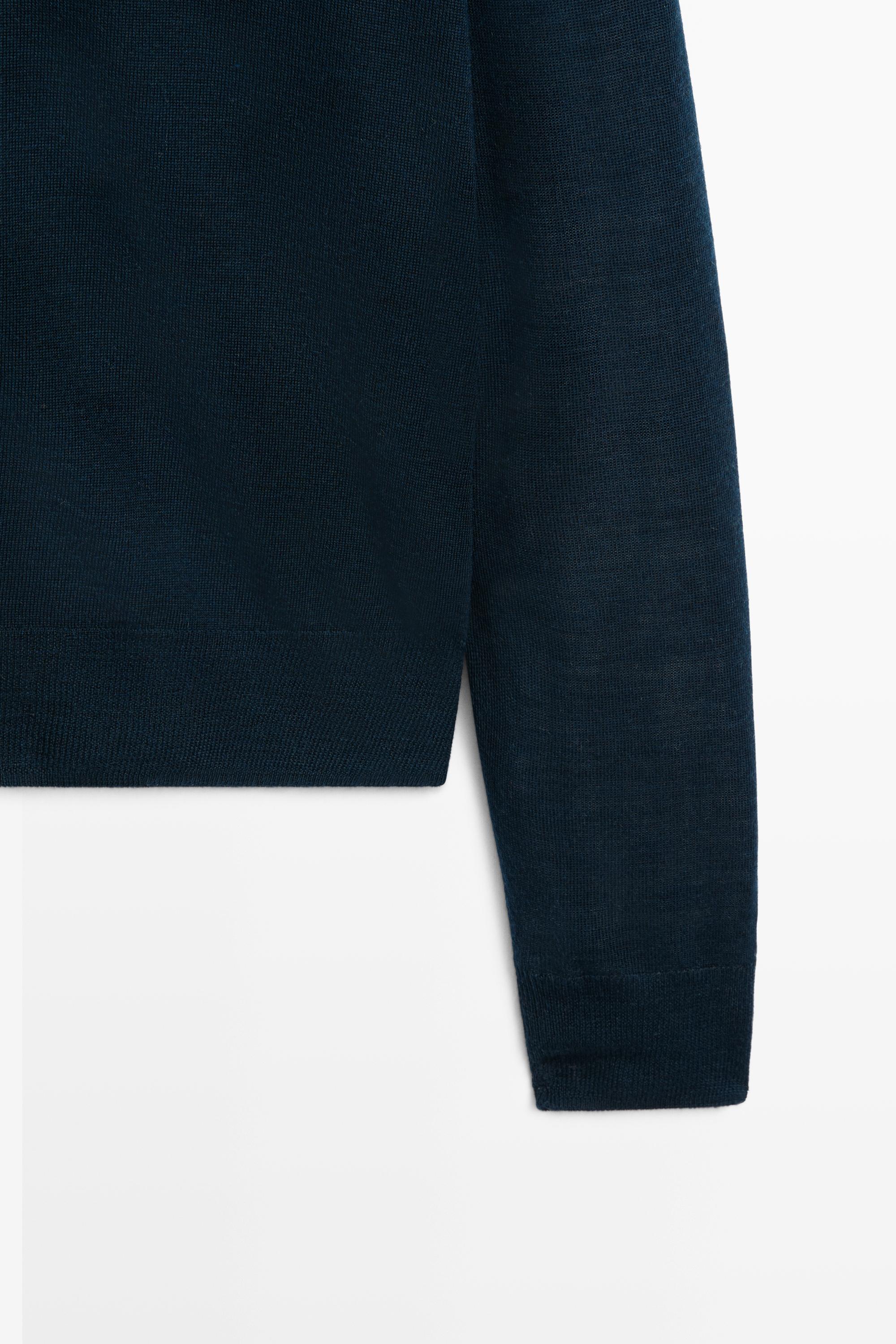 100% wool turtleneck knit sweater — BLUE