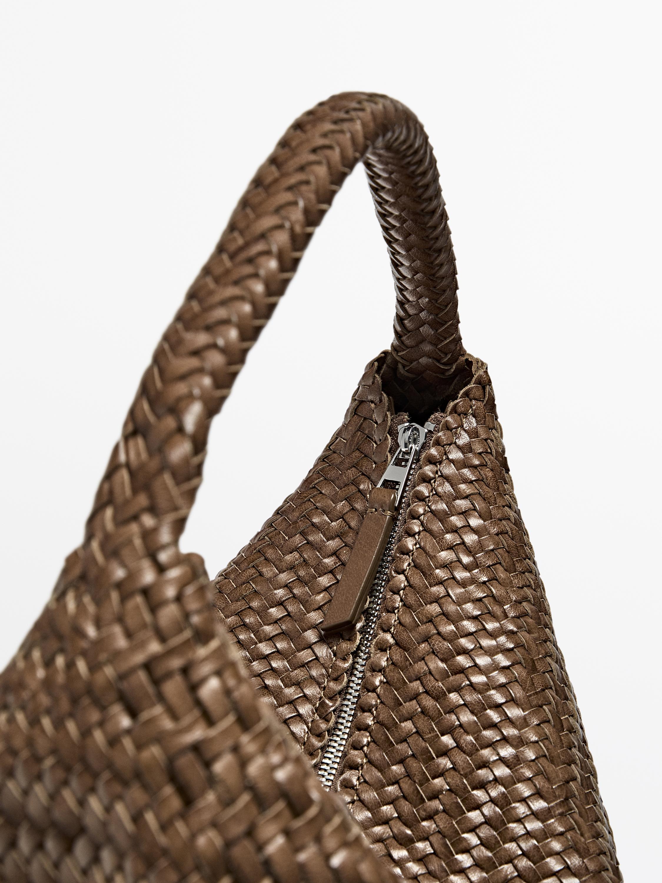 Braided leather half-moon bag — LEATHER