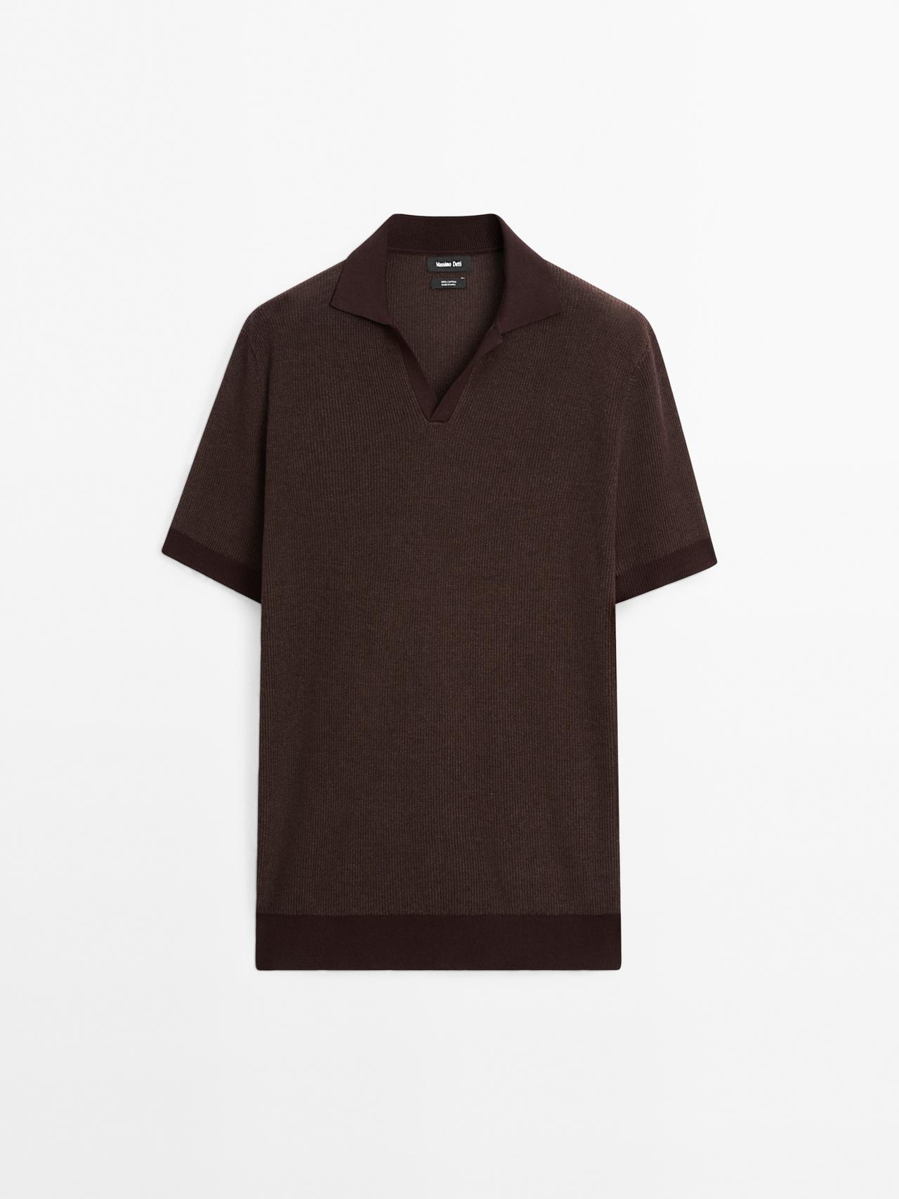 Massimo Dutti - Herre - Poloshirt I Strik Af 100 % Bomuld - Granatrød - Xxl