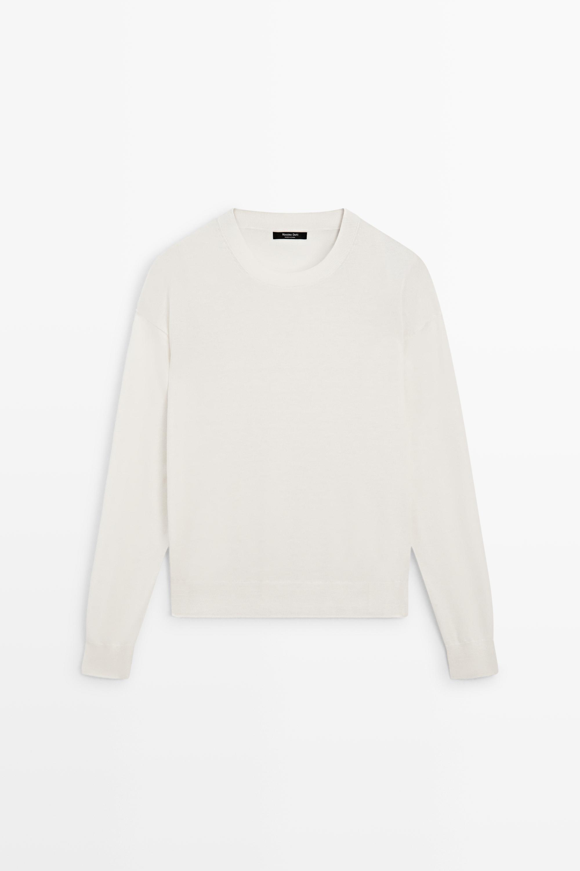 Fine knit round neck sweater — CREAM