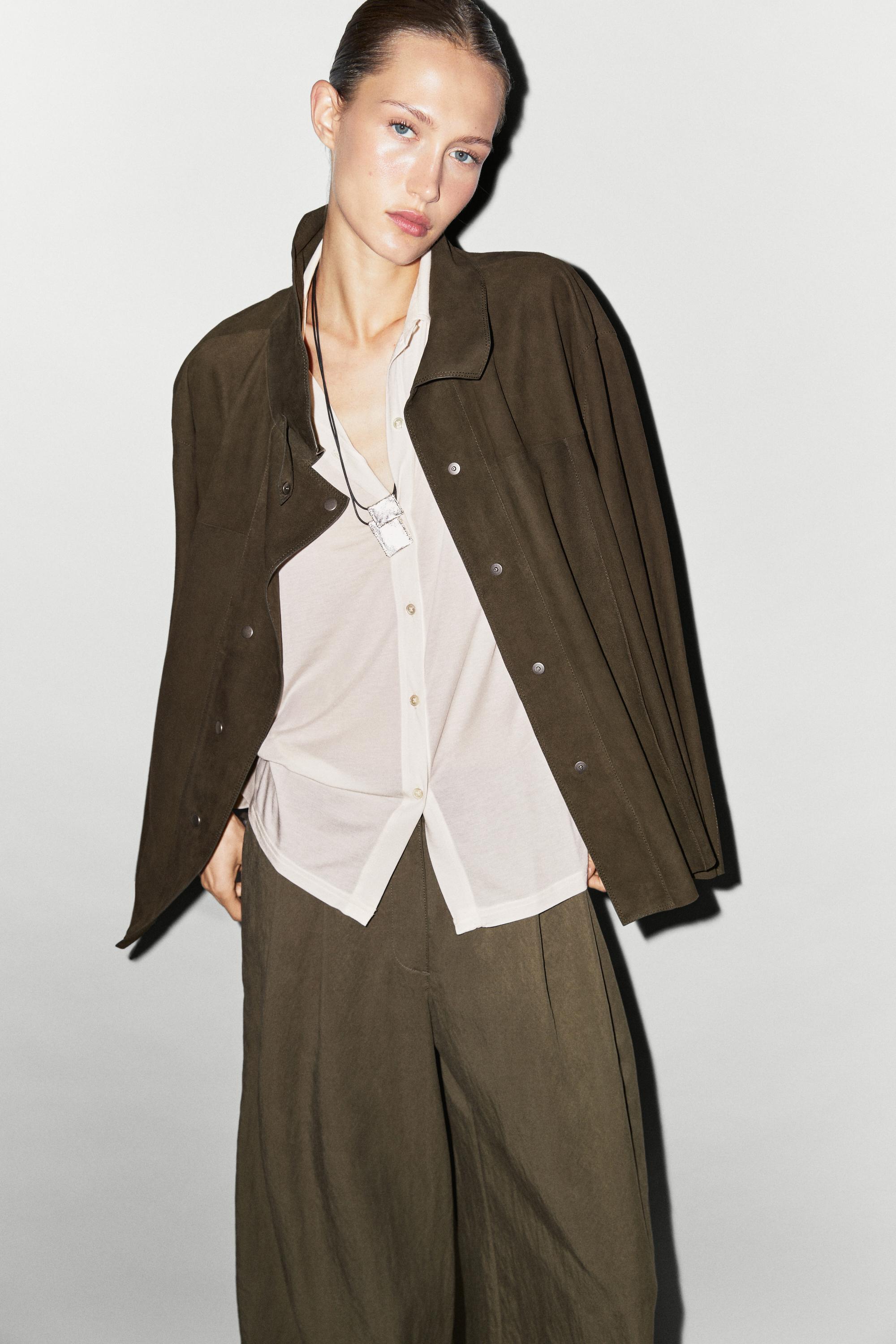 Technical wide-leg pleated pants — MOLE BROWN
