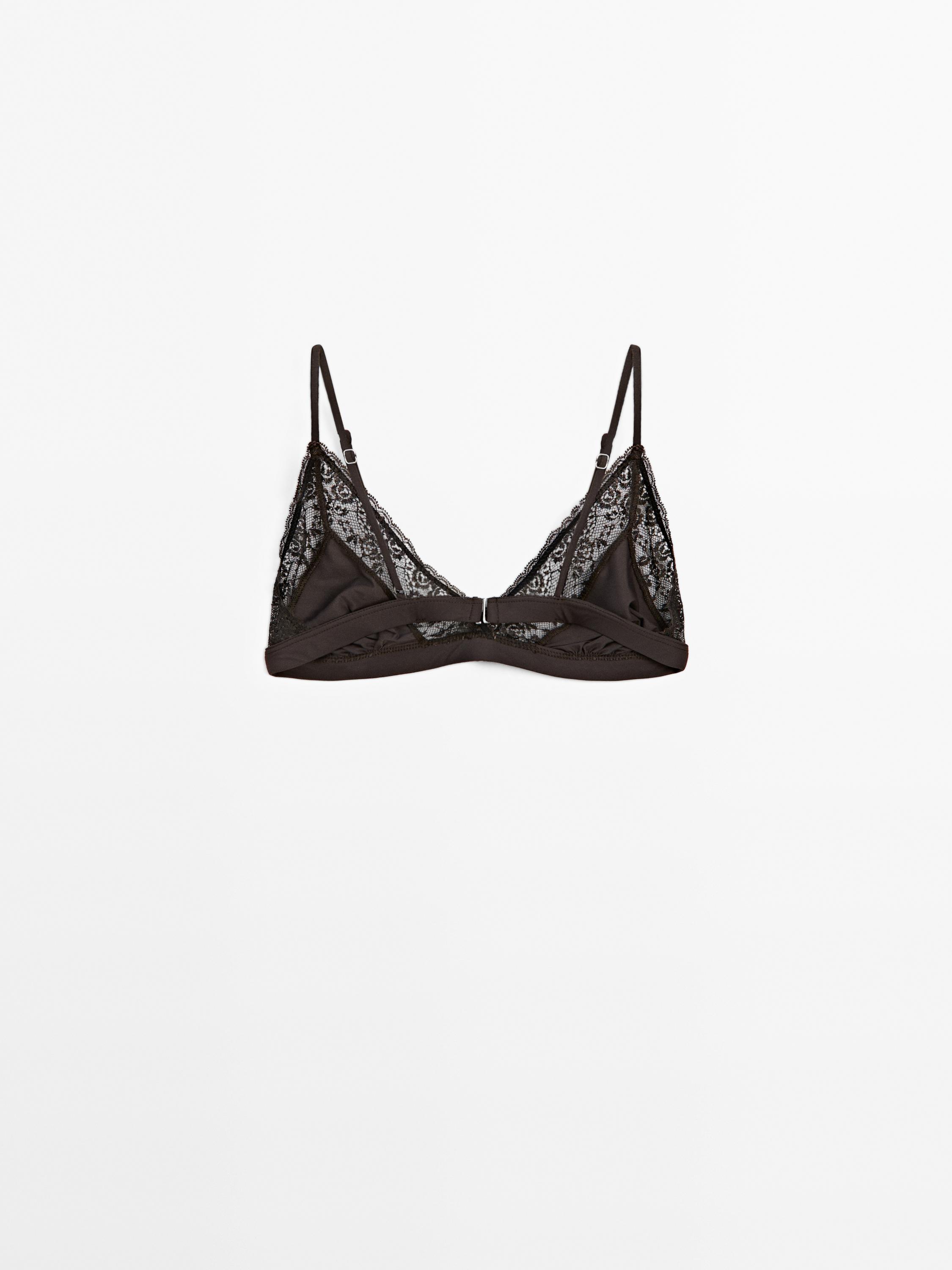Blonde lace bra in contrast fabric - Studio