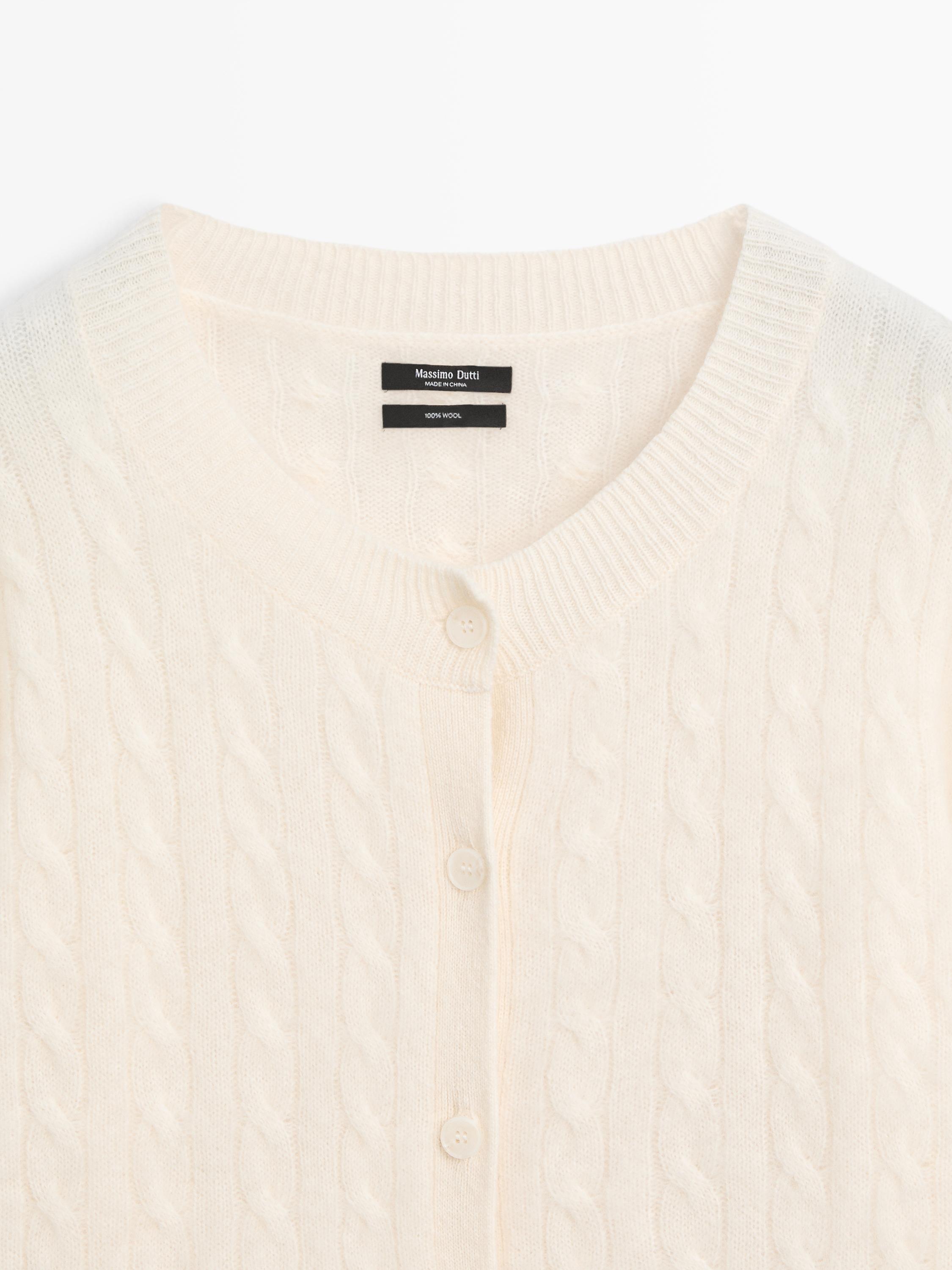 Cable-knit wool cardigan