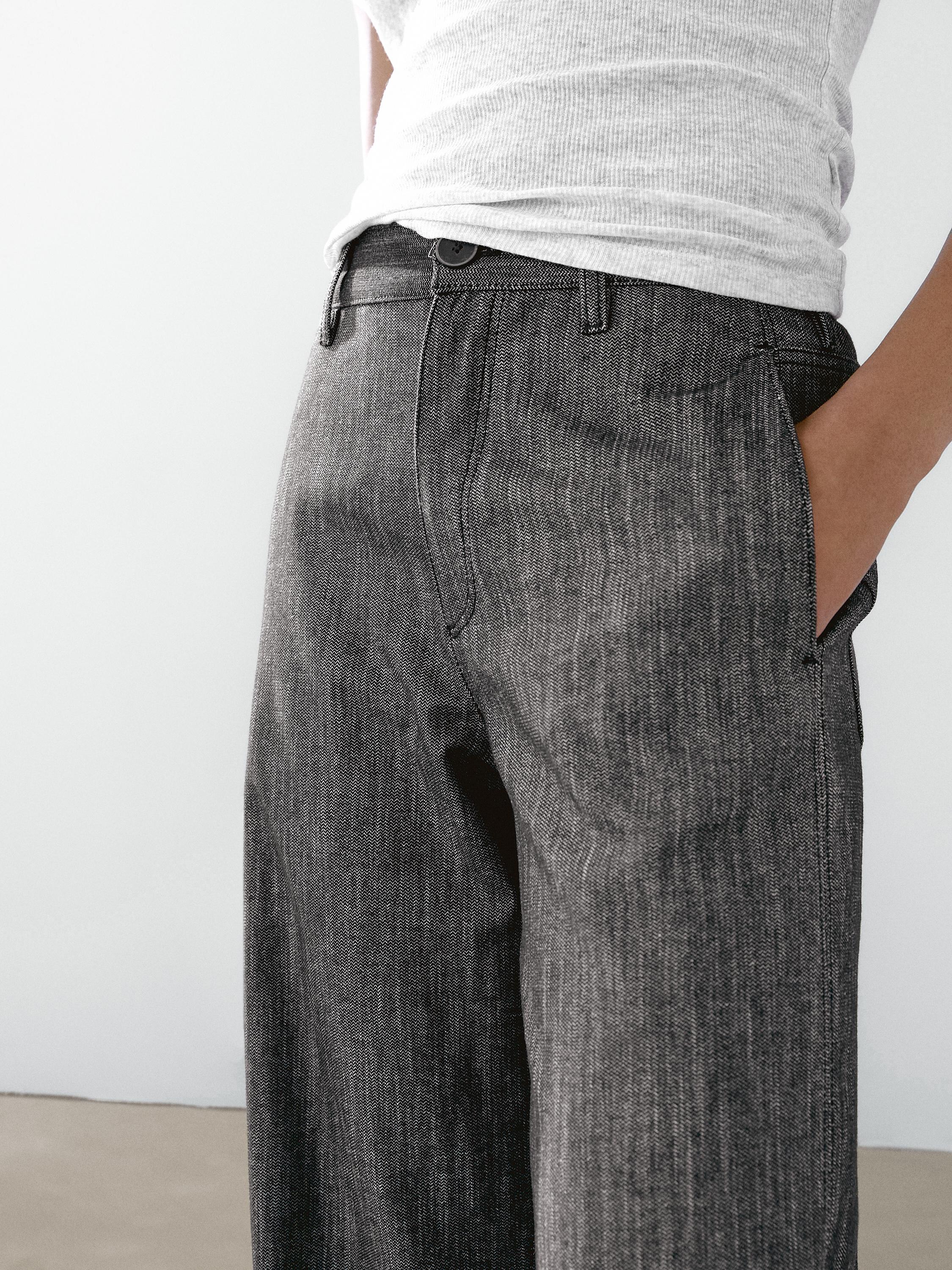 Cotton blend denim trousers