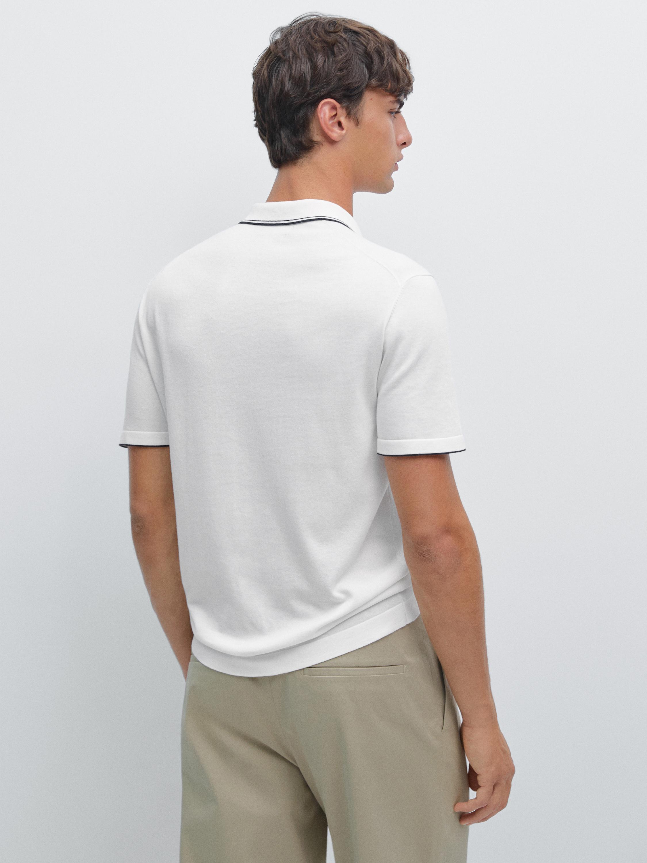 Knit V-neck polo shirt with colour detail