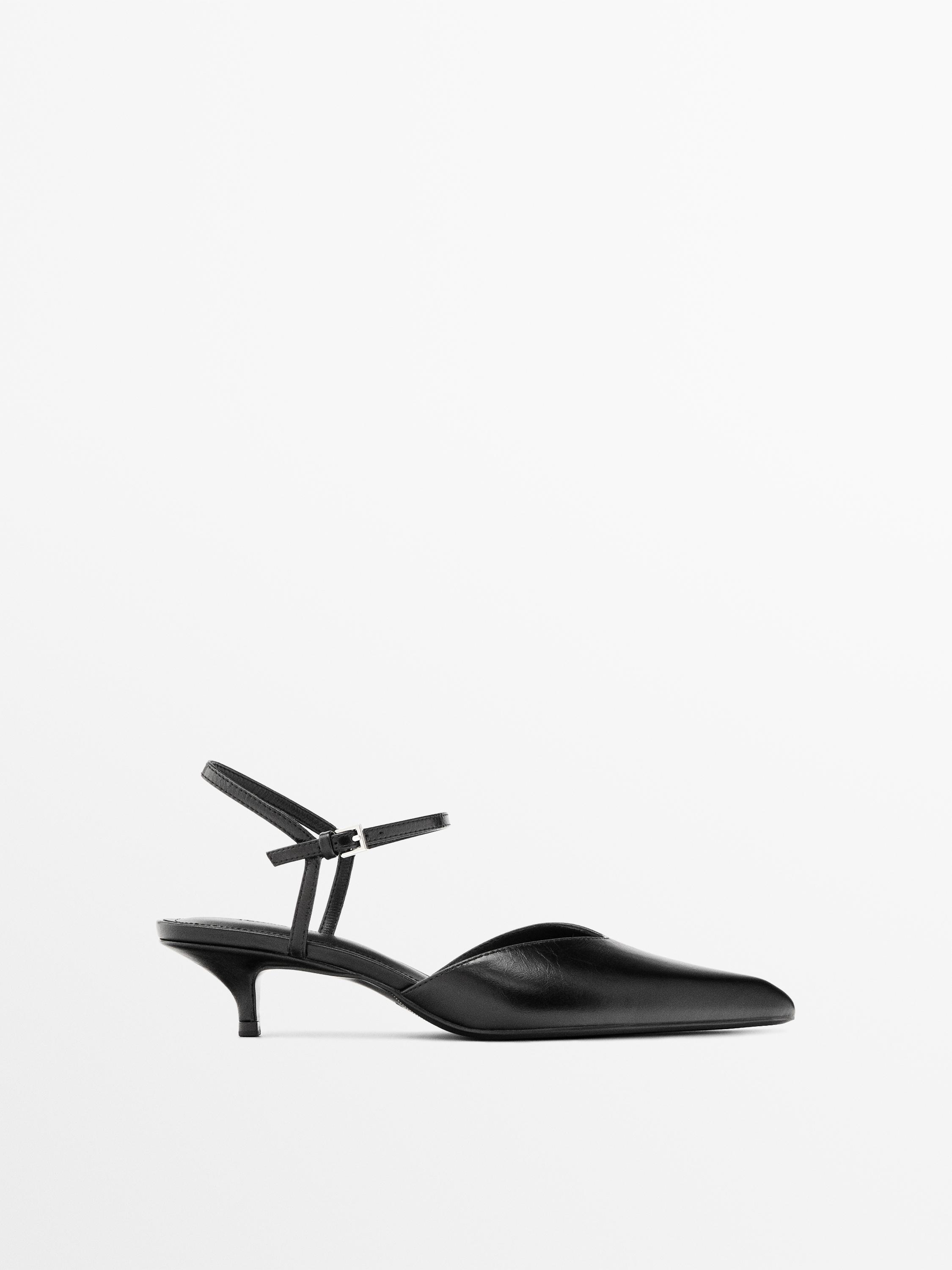 High-heel slingback shoes — BLACK