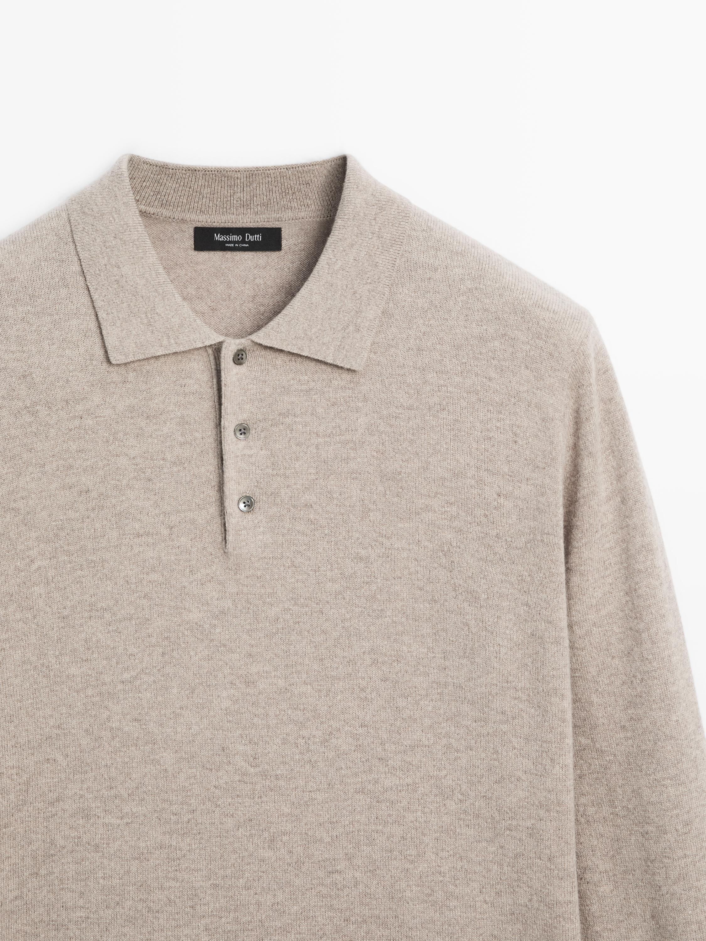 Wool blend knit polo jumper
