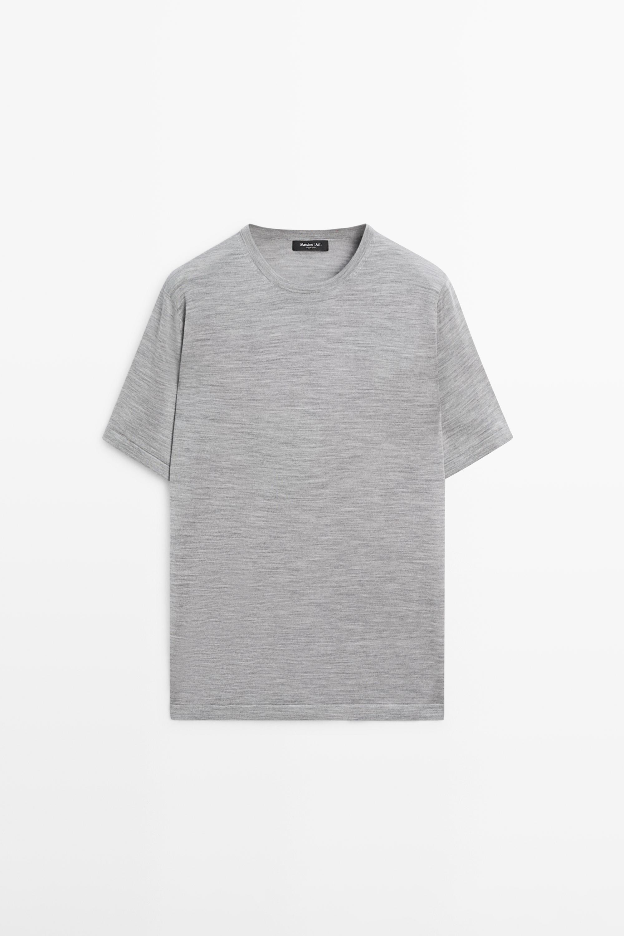 Wool-blend short-sleeve knit sweater — ANTHRACITE GREY