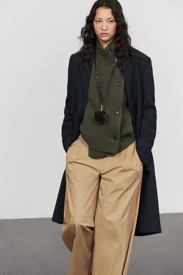 Double-breasted wool-blend knit jacket — Greyish green 5
