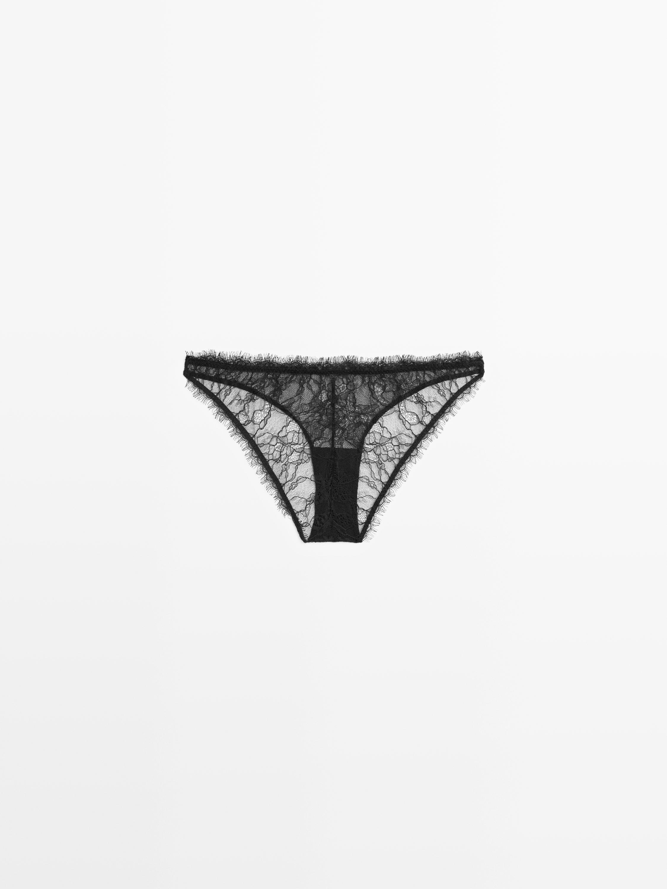 Lace briefs with frayed detail