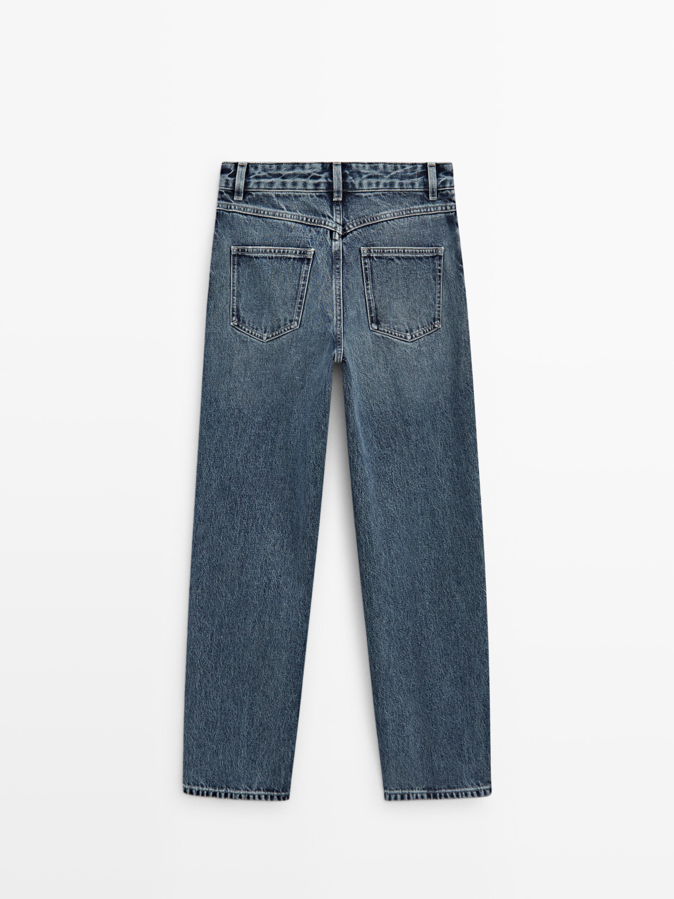 High-waist relaxed fit barrel jeans — MEDIUM BLUE