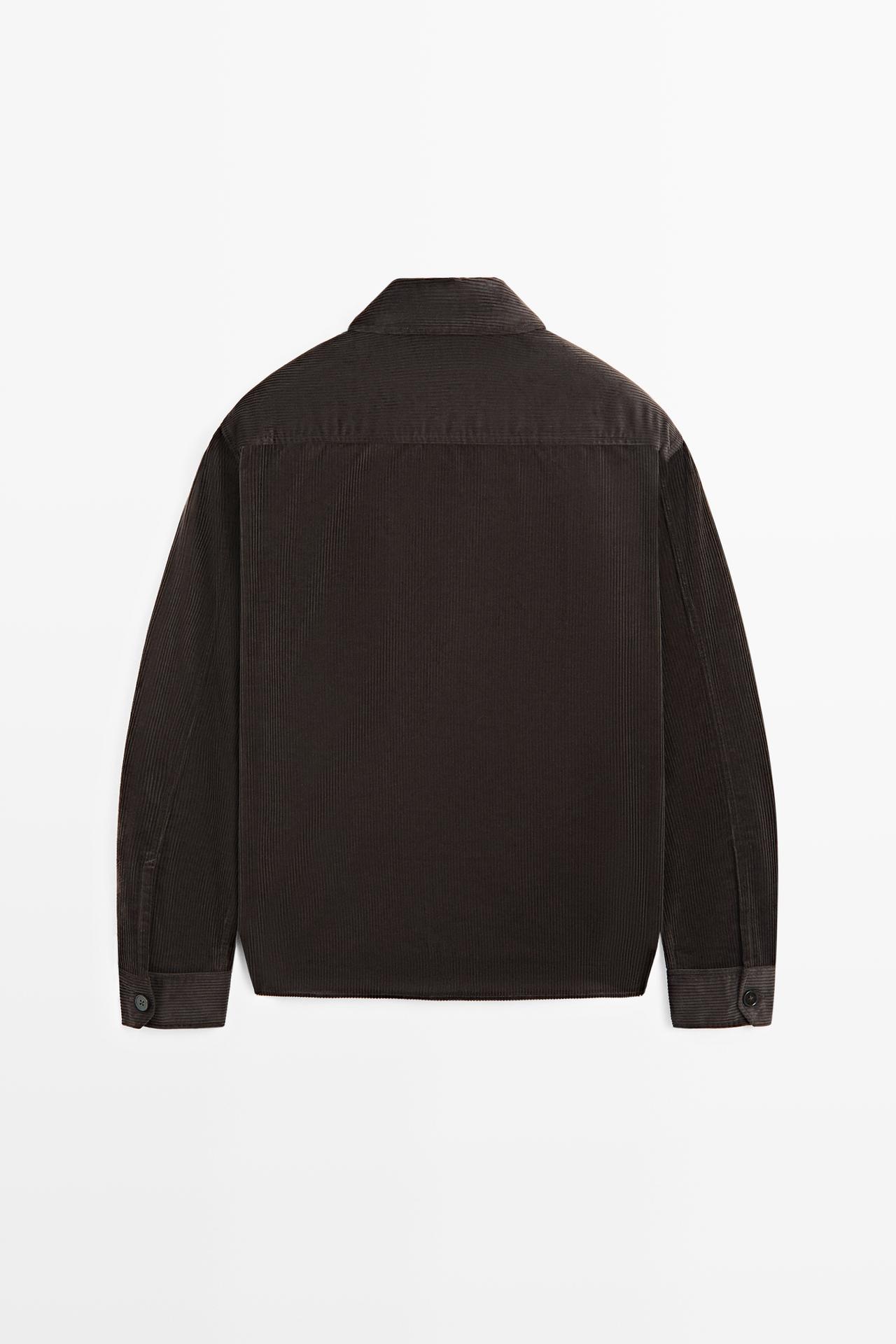 100% cotton overshirt with pocket detail — BROWN