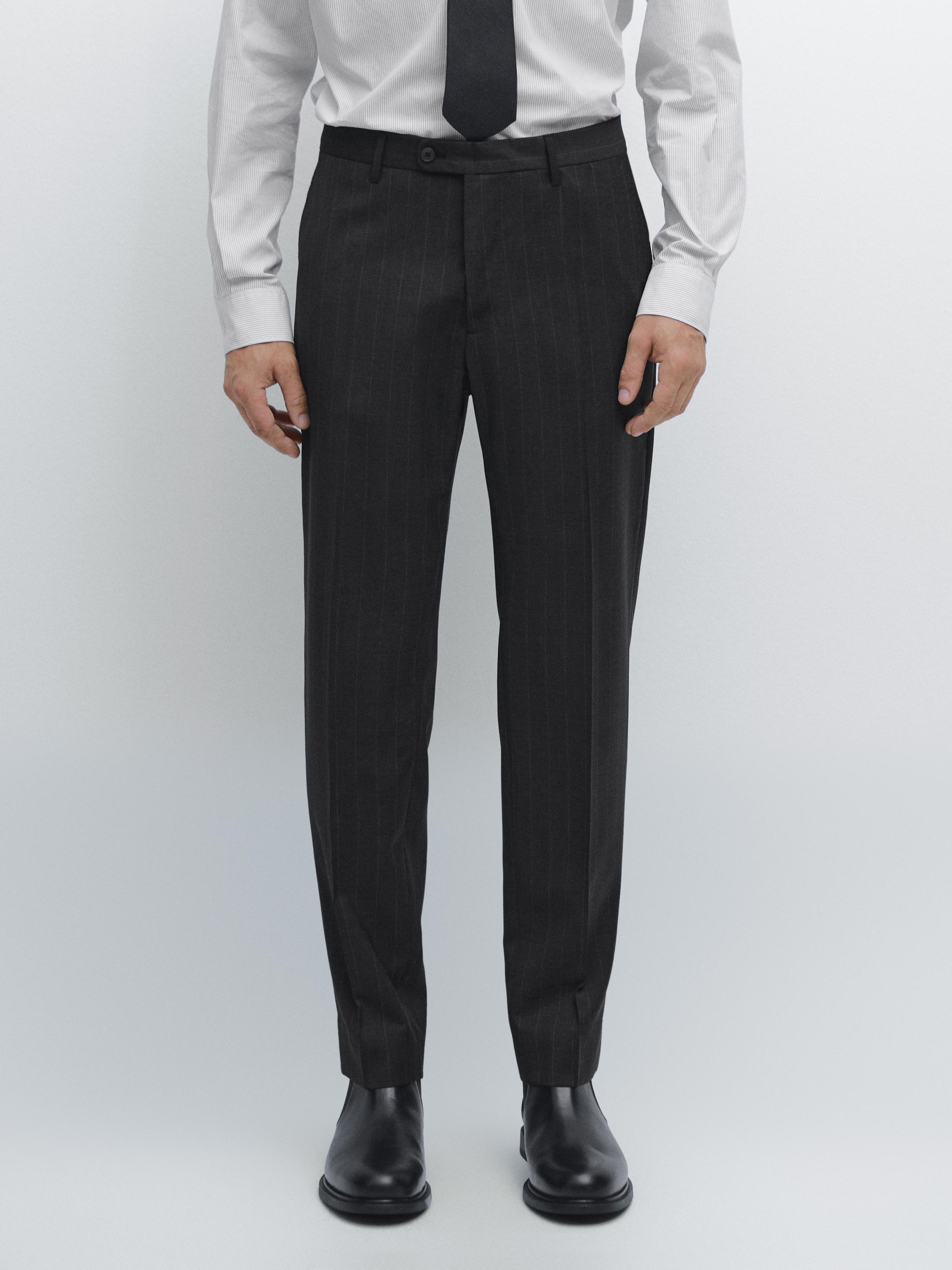 Pinstriped suit trousers