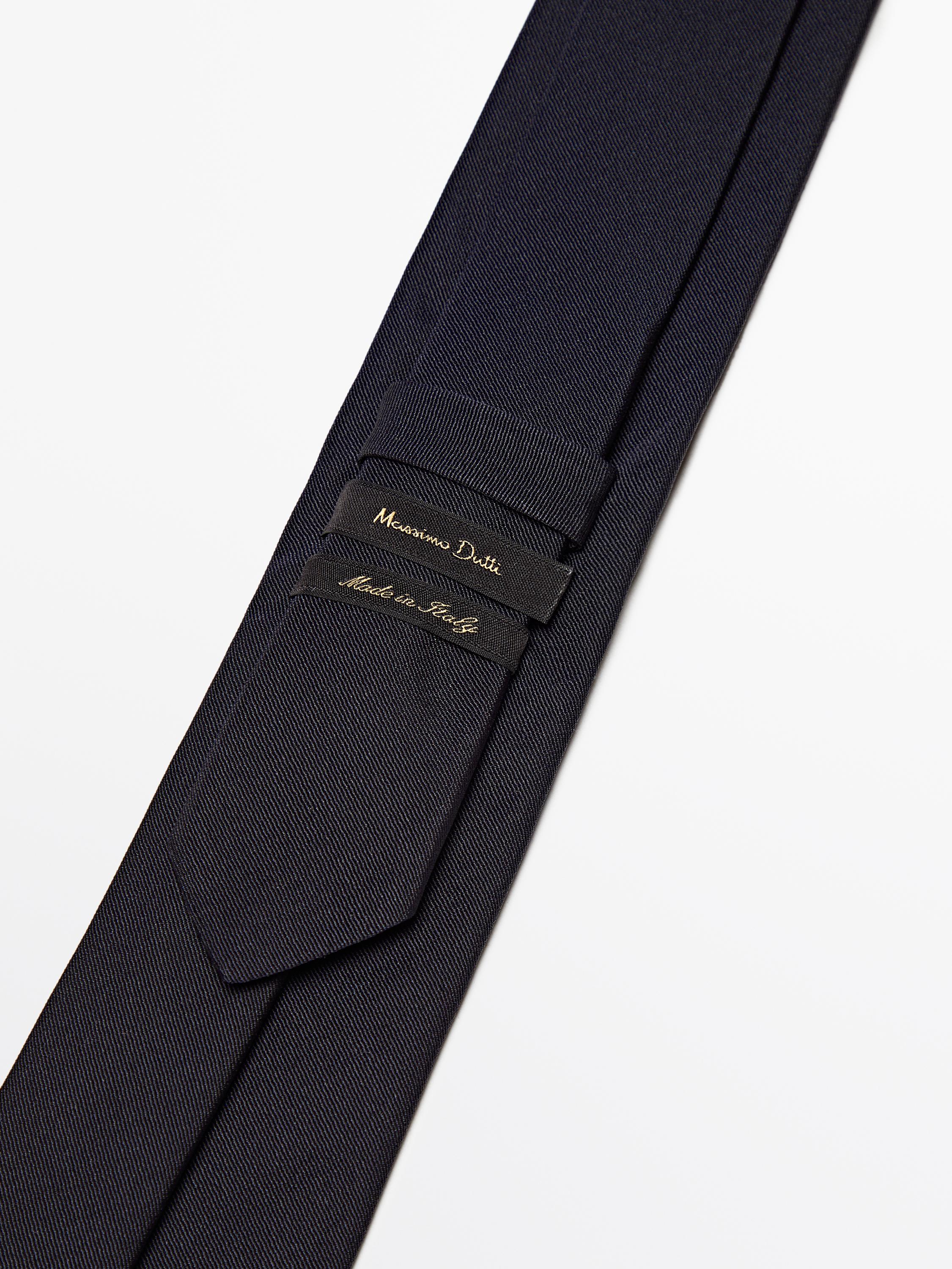 Cotton and silk blend twill tie — BLUE