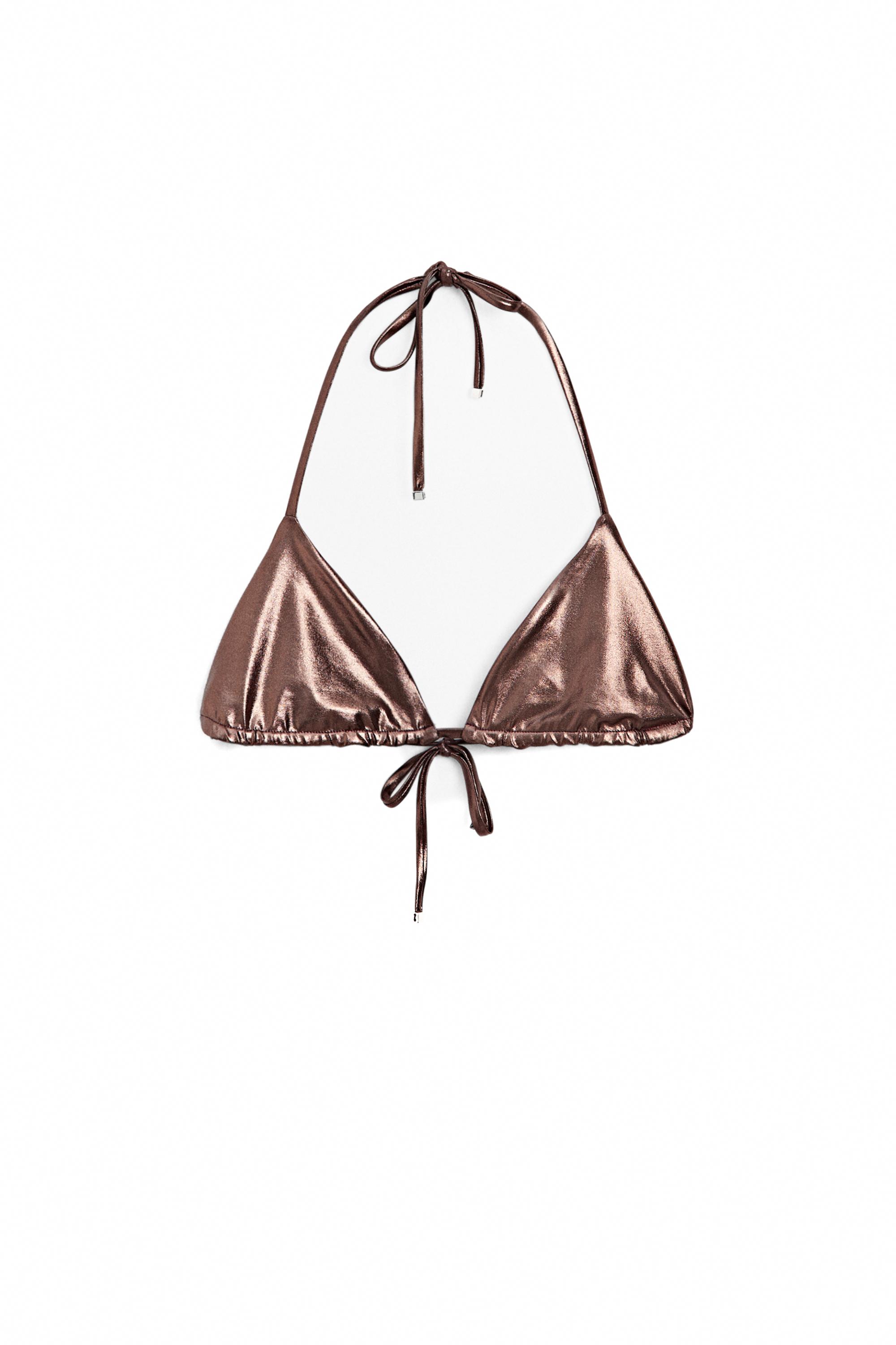 Metallic triangle bikini set — BROWN