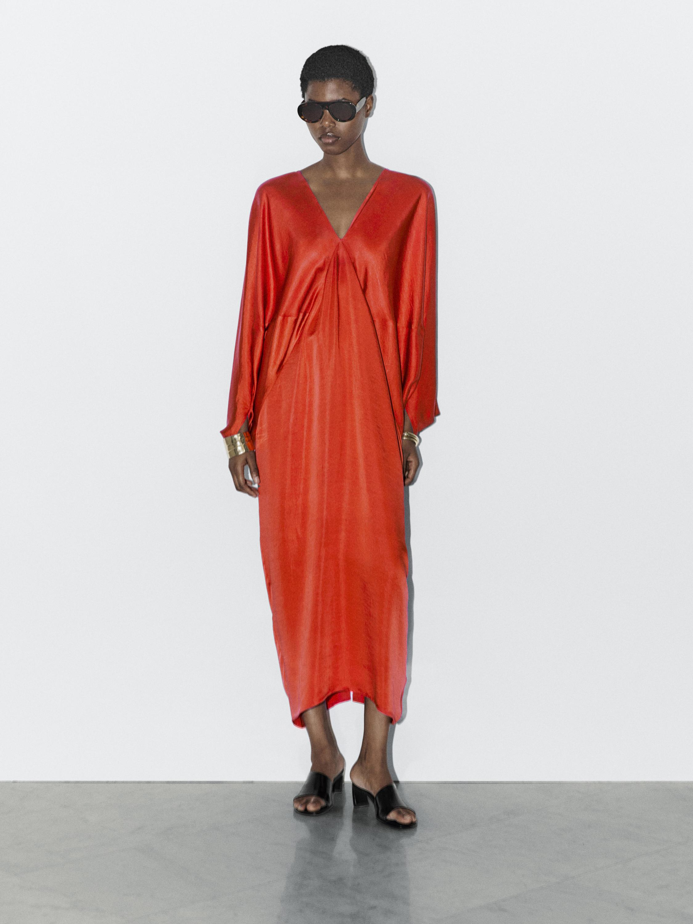 Vestido kimono fluido satinado - STUDIO