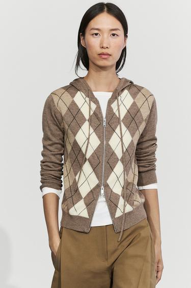 Hooded zip-up knit cardigan — TAUPE GREY 3