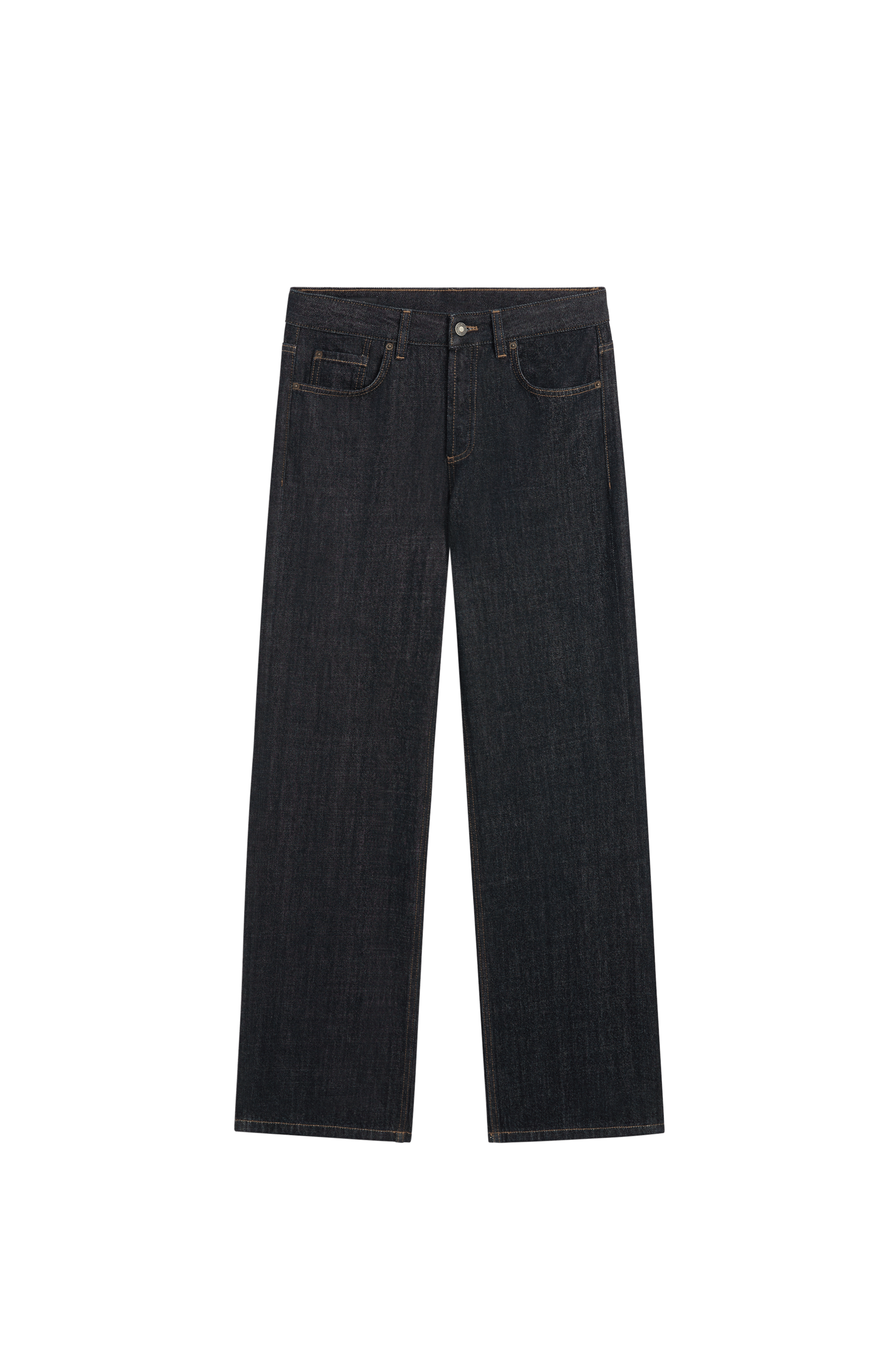 Massimo Dutti Orta bel geniş paça jean görsel 2