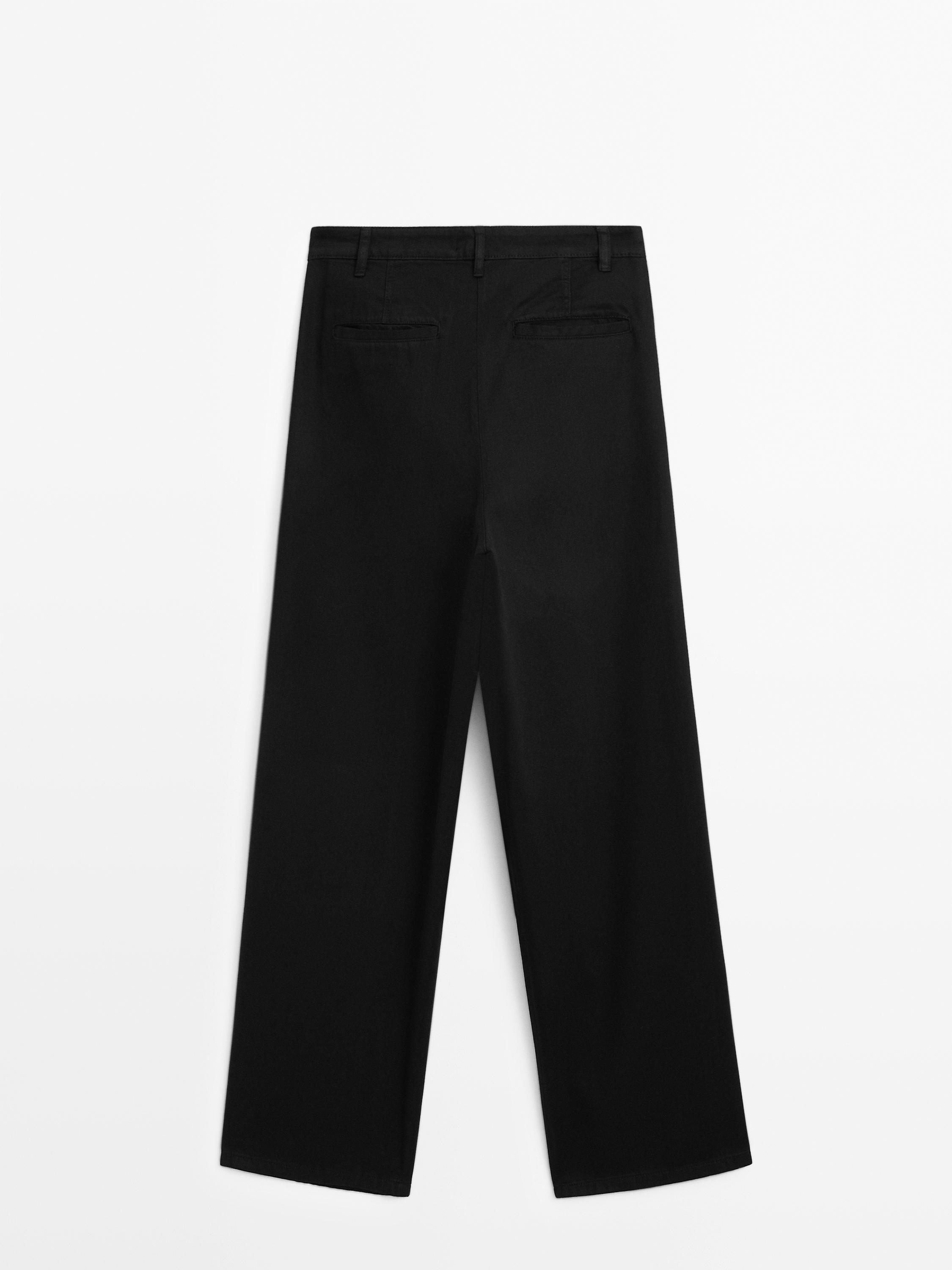 Flowing cotton blend trousers