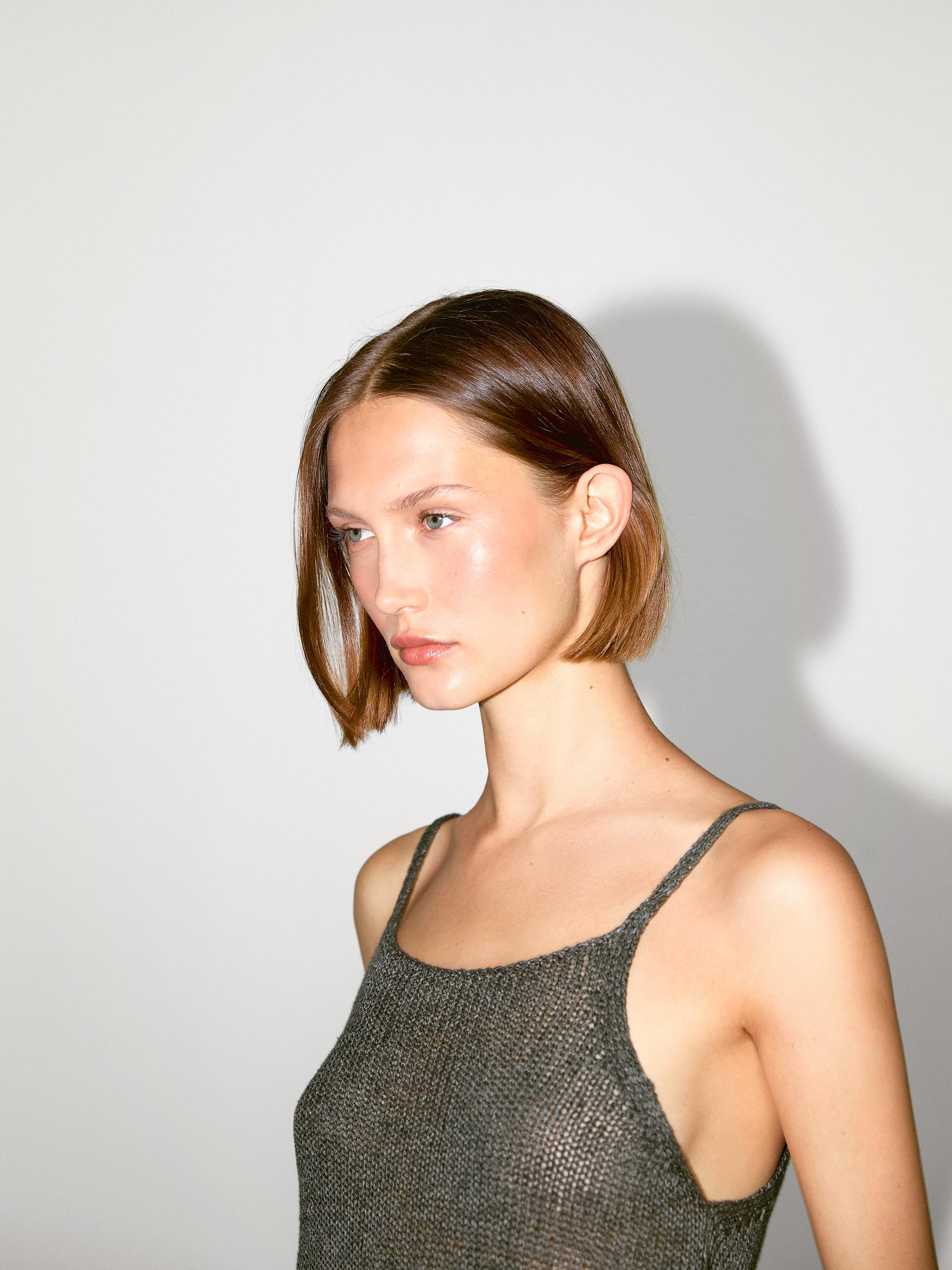 Top maille bretelles délavé