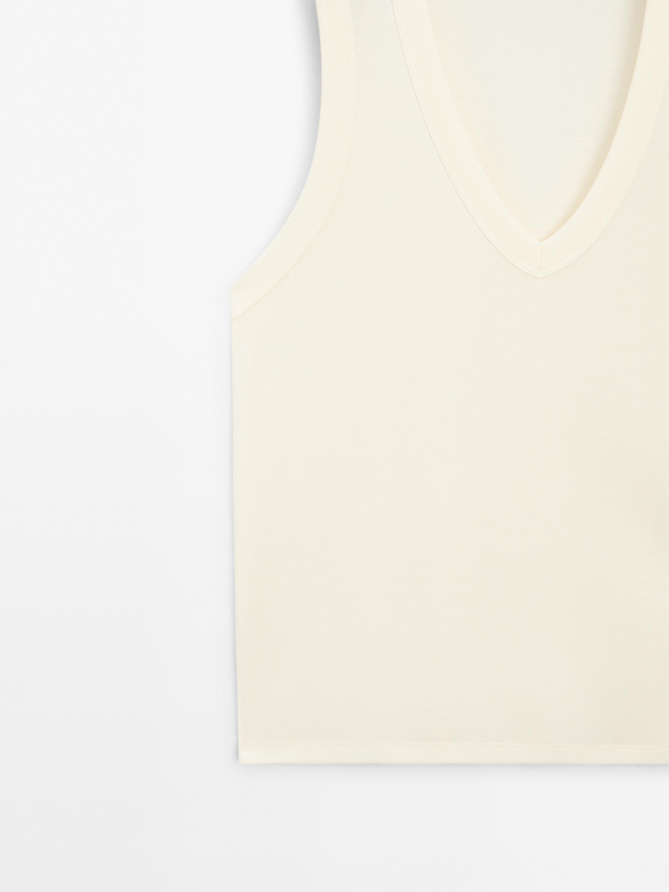 Mercerised cotton V-neck T-shirt