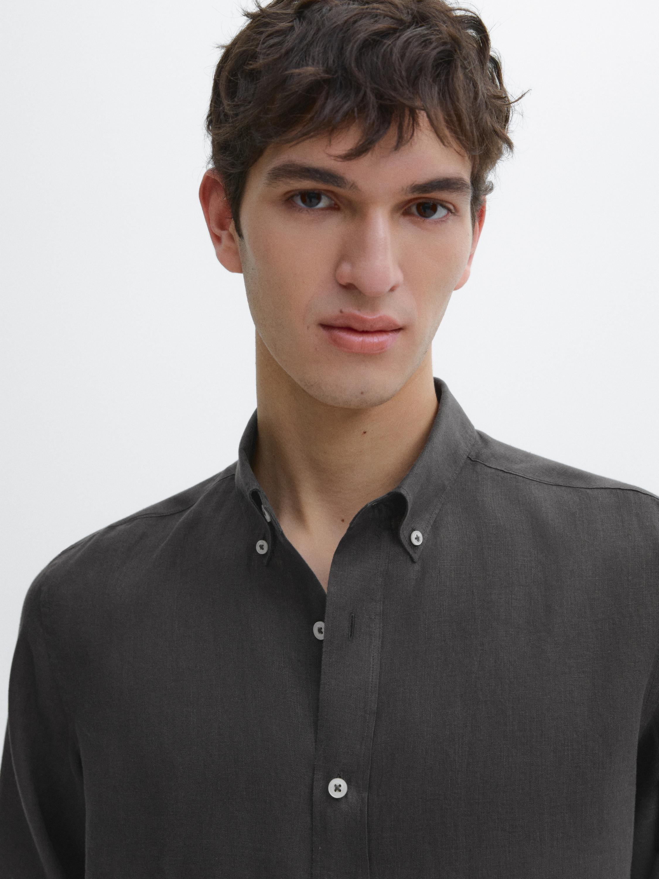 Regular fit 100% linen shirt
