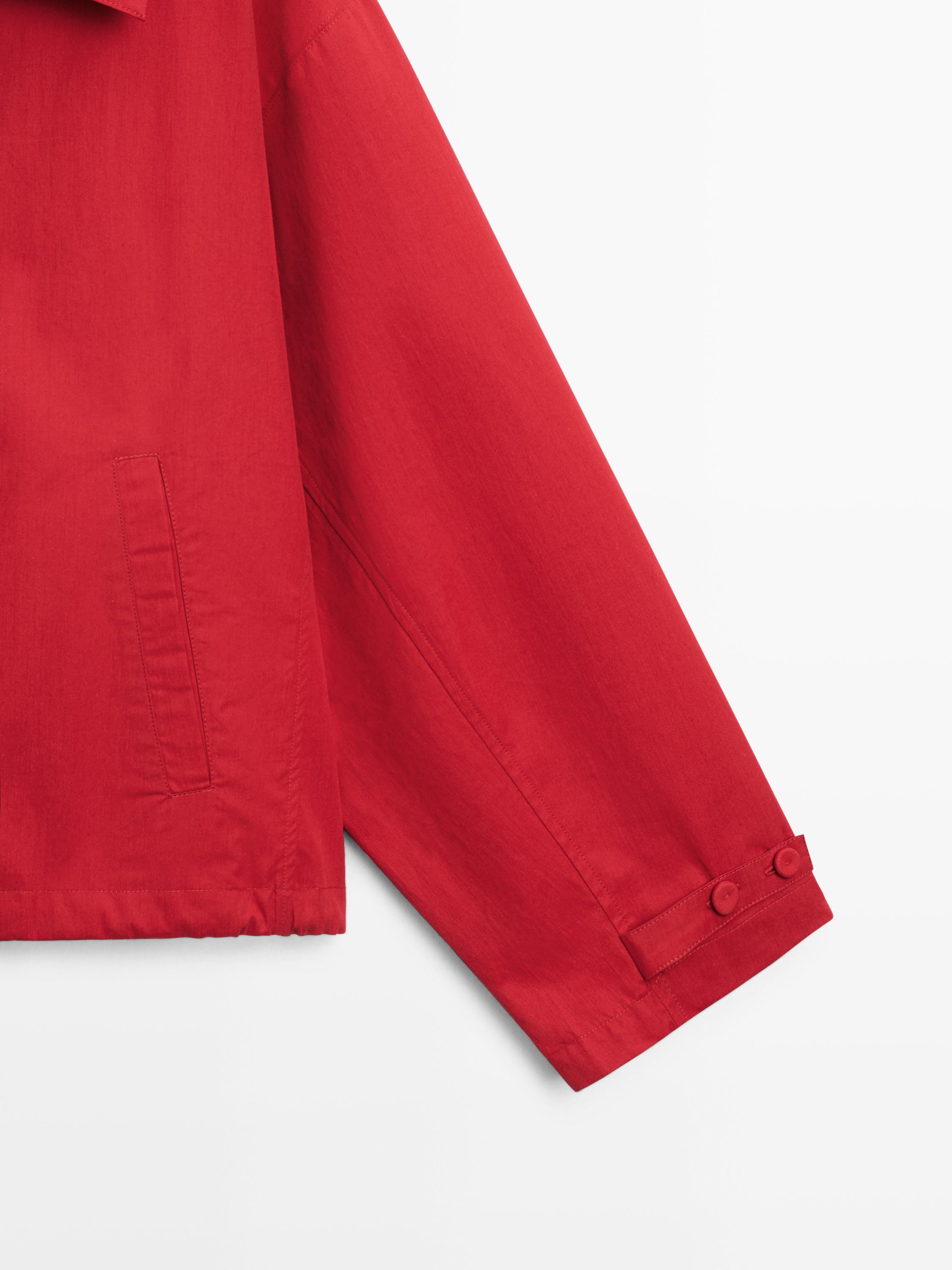 Lightweight cotton jacket with button details — BRIGHT RED