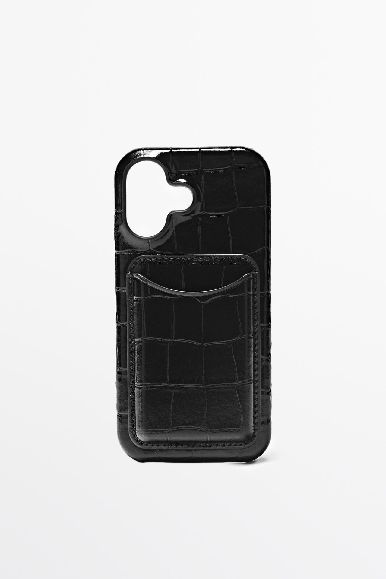 Textured Nappa leather iPhone 17 case — BLACK
